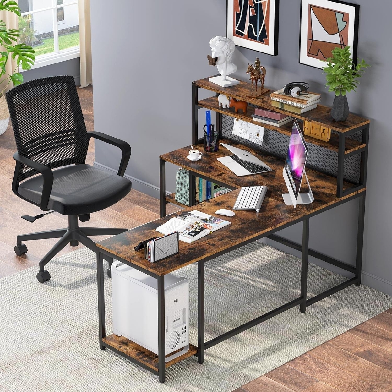 67 Large Computer Desk With Hutch, Office Desk Study Table Writing Desk