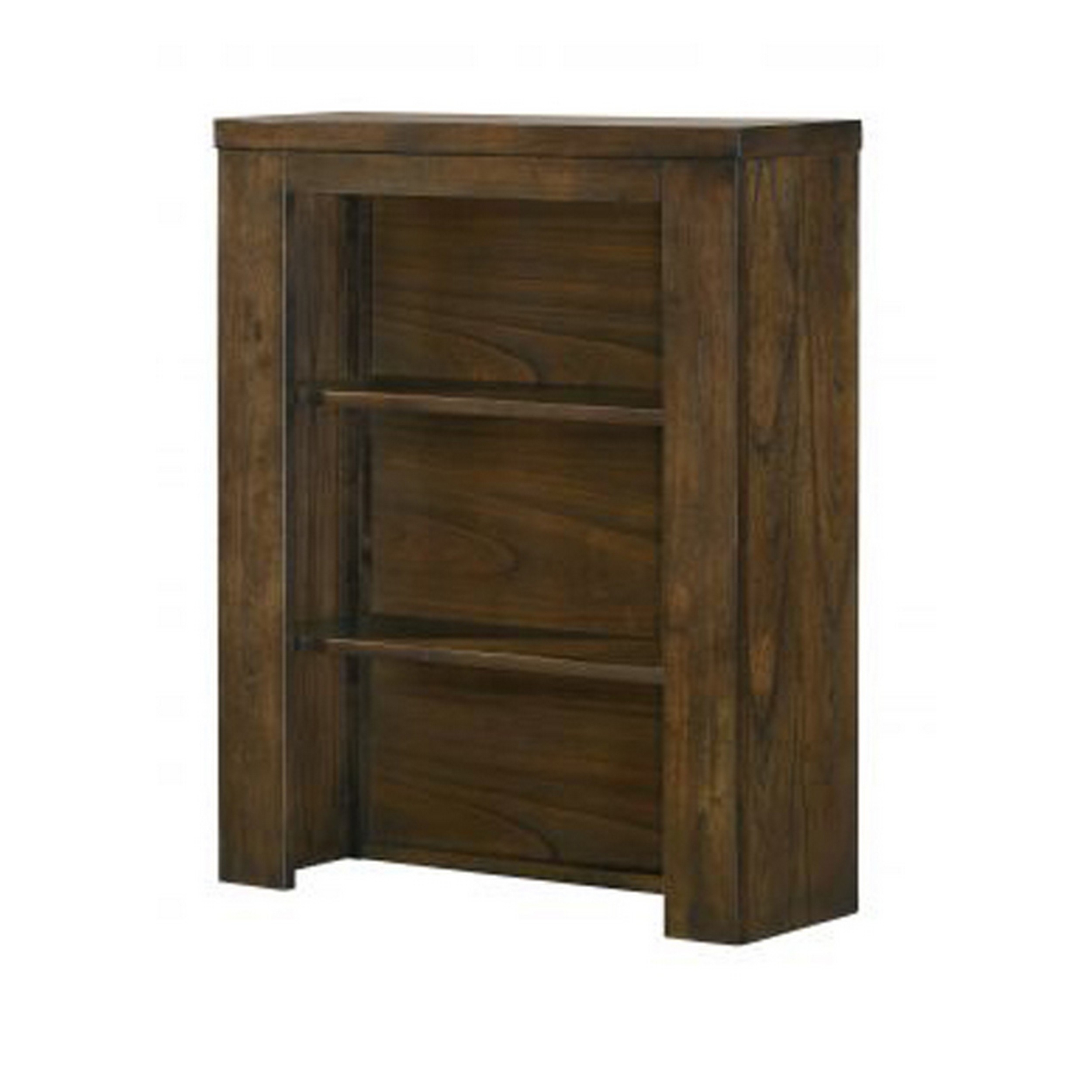 Maryl 26 Inch Pier Bookcase With 2 Shelves, Solid Wood, Antique Oak Brown - Saltoro Sherpi