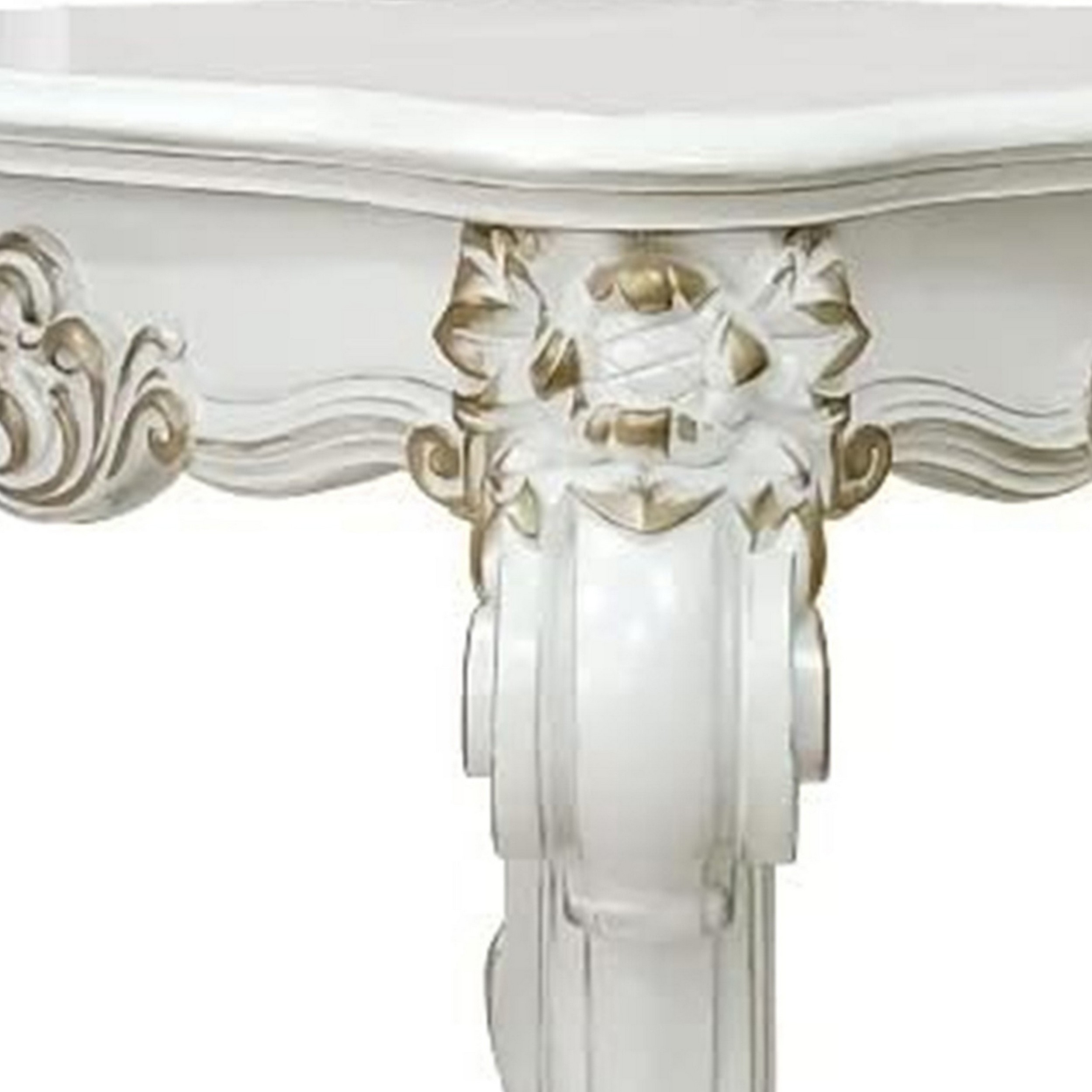 Jess 30 Inch Side End Table, Classic Scrolled Legs, 1 Shelf, Brushed Gold - Saltoro Sherpi