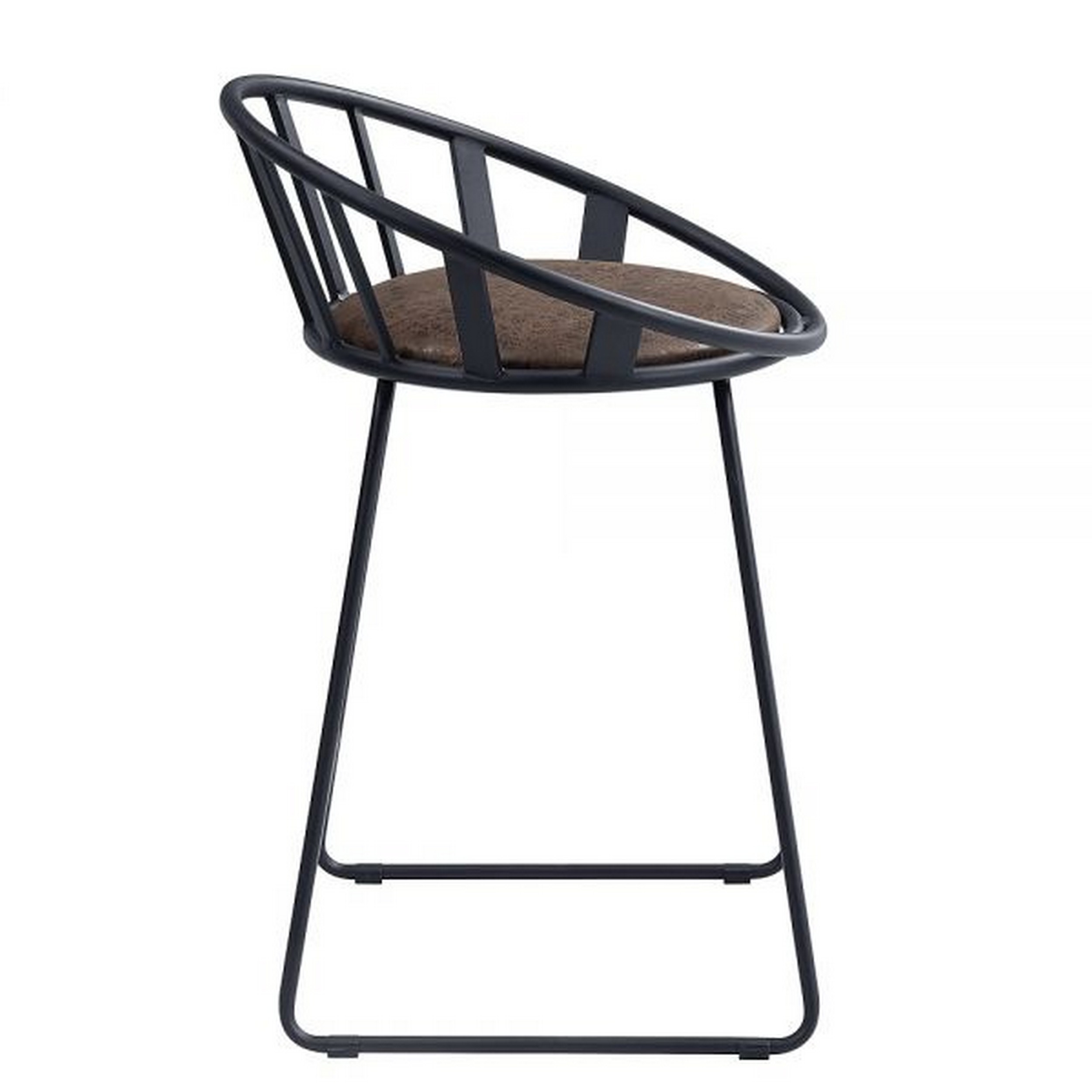 Nori 23 Inch Counter Height Chair, Set Of 2, Pyramid, Faux Leather, Black - Saltoro Sherpi
