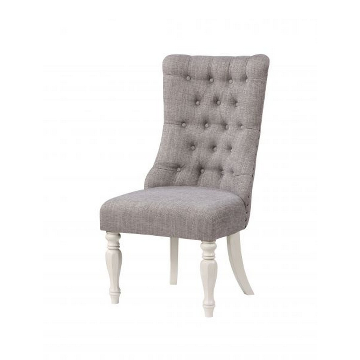 Fil 25 Inch Side Dining Chair Set Of 2, White Rubberwood, Gray, Wingback - Saltoro Sherpi