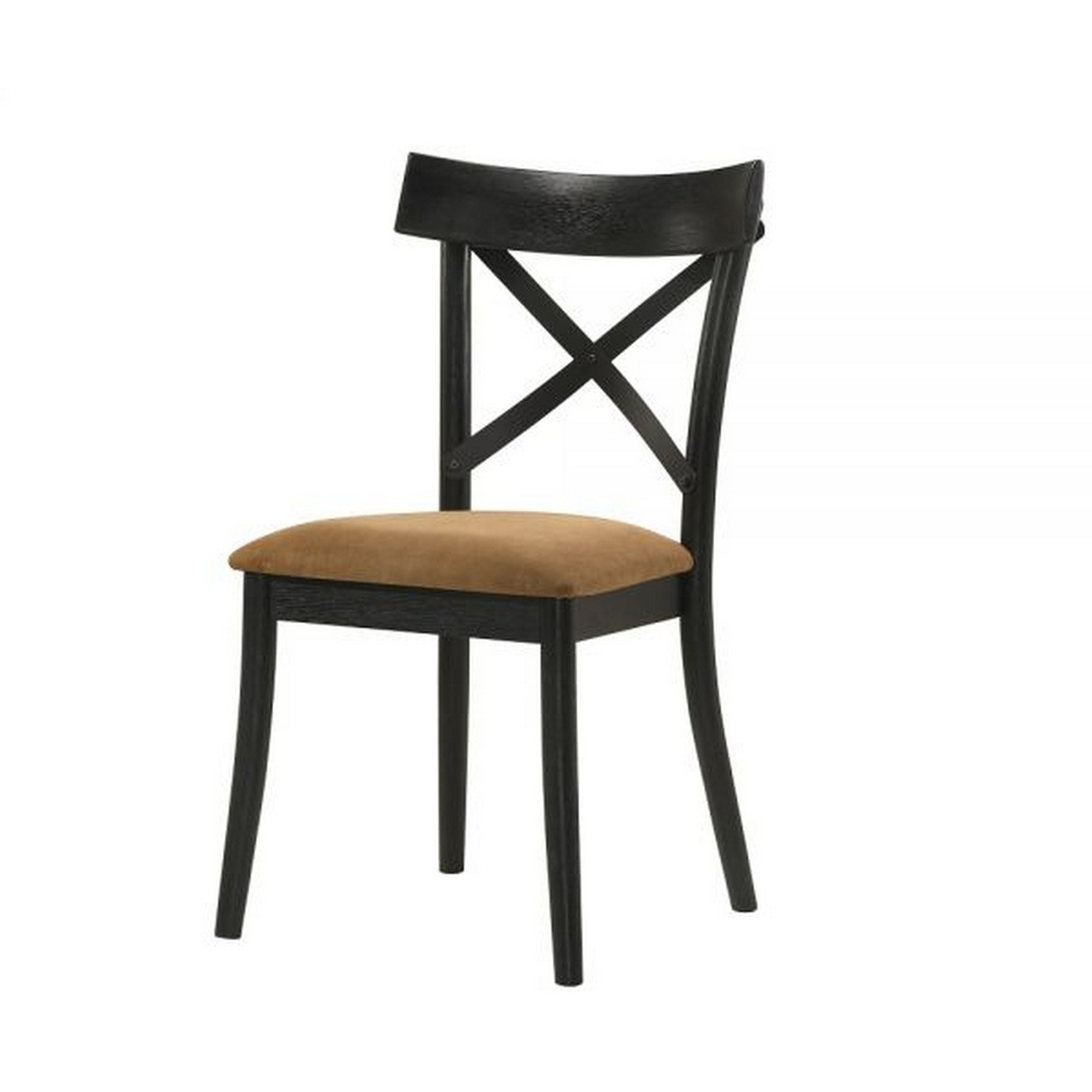 Hilly 21 Inch Dining Chair, Set Of 2, Crossbuck Backrest, Brown And Black - Saltoro Sherpi