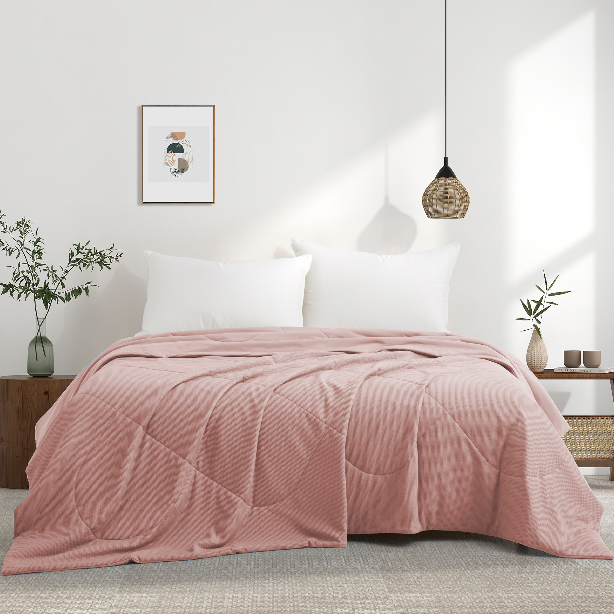 Oversize Blanket, 108 X 90 King Size Soft Washable Reversible Blanket, Pink