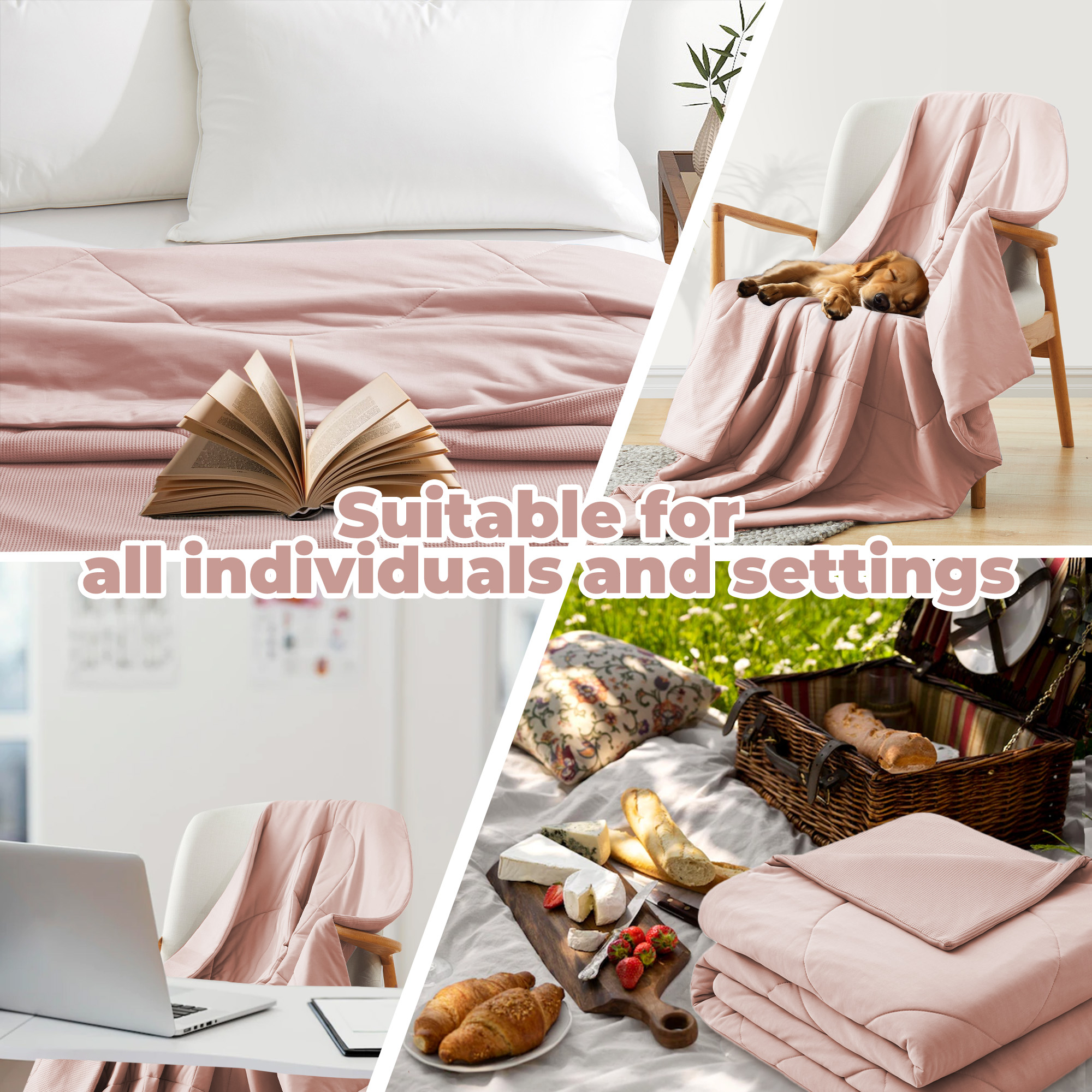 Reverisible Blanket, 68 X 90 Twin Size Soft Washable Double Sided Blankets For Hot Sleepers, Pink
