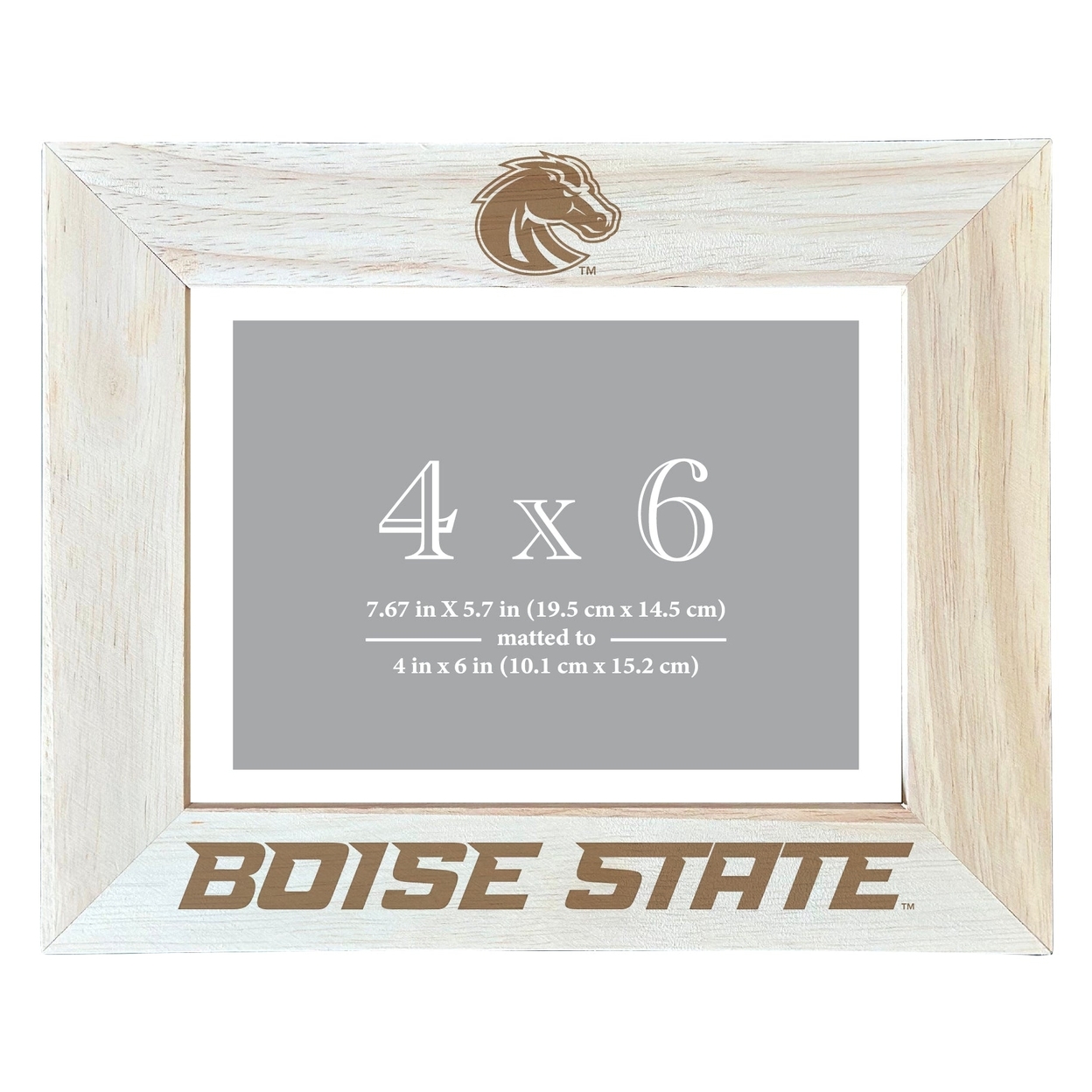 Boise State Broncos Wooden Photo Frame Matted To 4 X 6 Inch - Etched