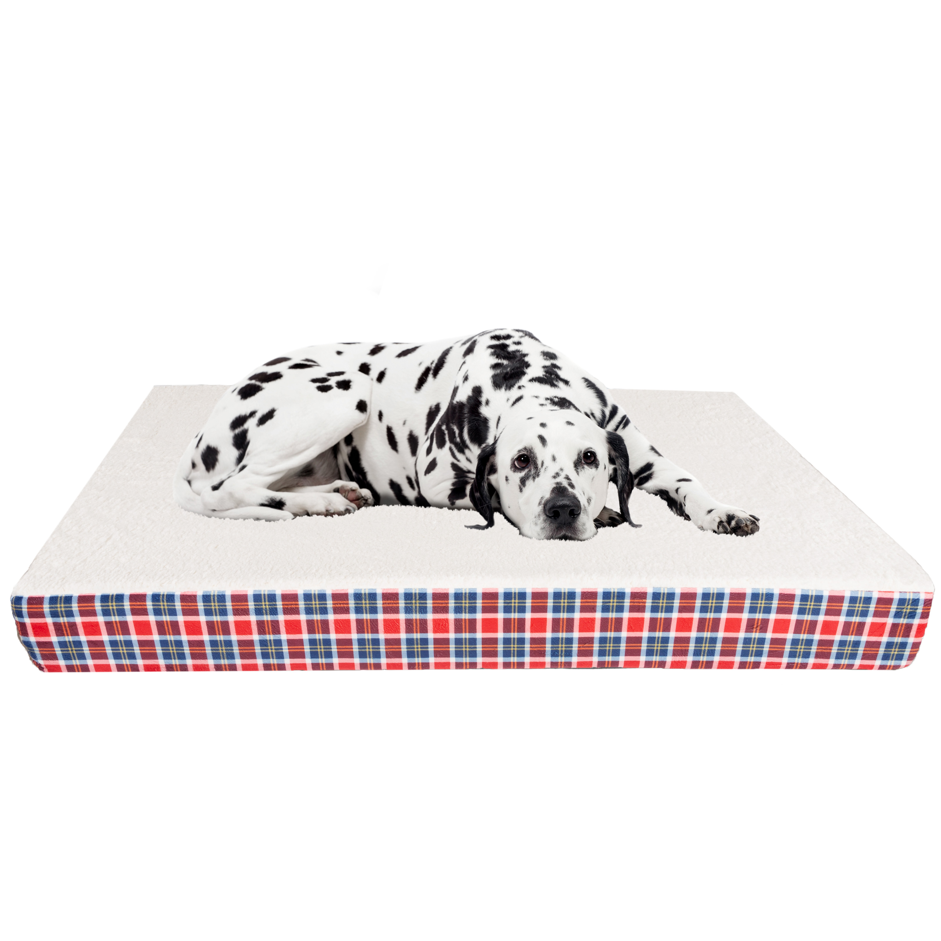 Orthopedic Dog Bed With Memory Foam And Sherpa Top Â Removable, Machine Washable Cover Â 44 X 36.5 X 4.5 Pet Bed By Petmaker Americana Plaid