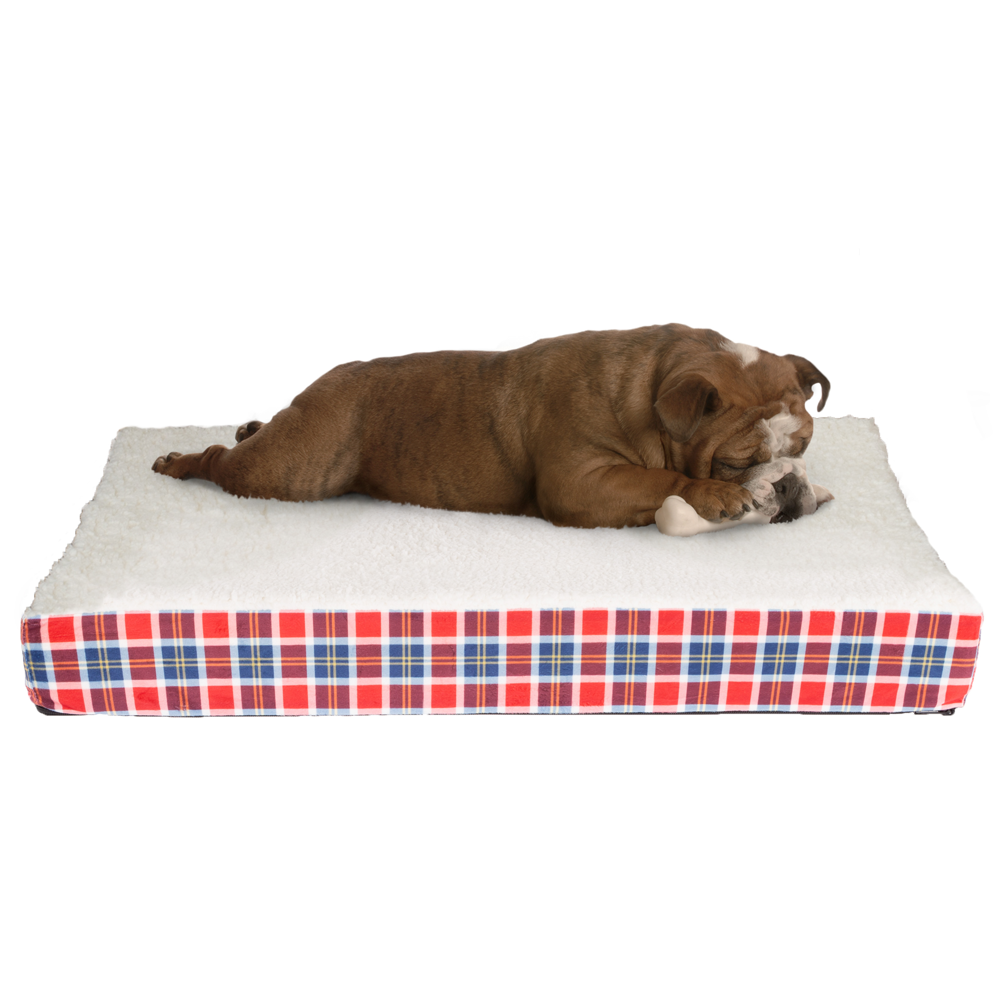Orthopedic Dog Bed With Memory Foam And Sherpa Top, Removable, Machine Washable Cover, 30.5 X 20.5 X 3.5 Pet Bed By Petmaker (Plaid)