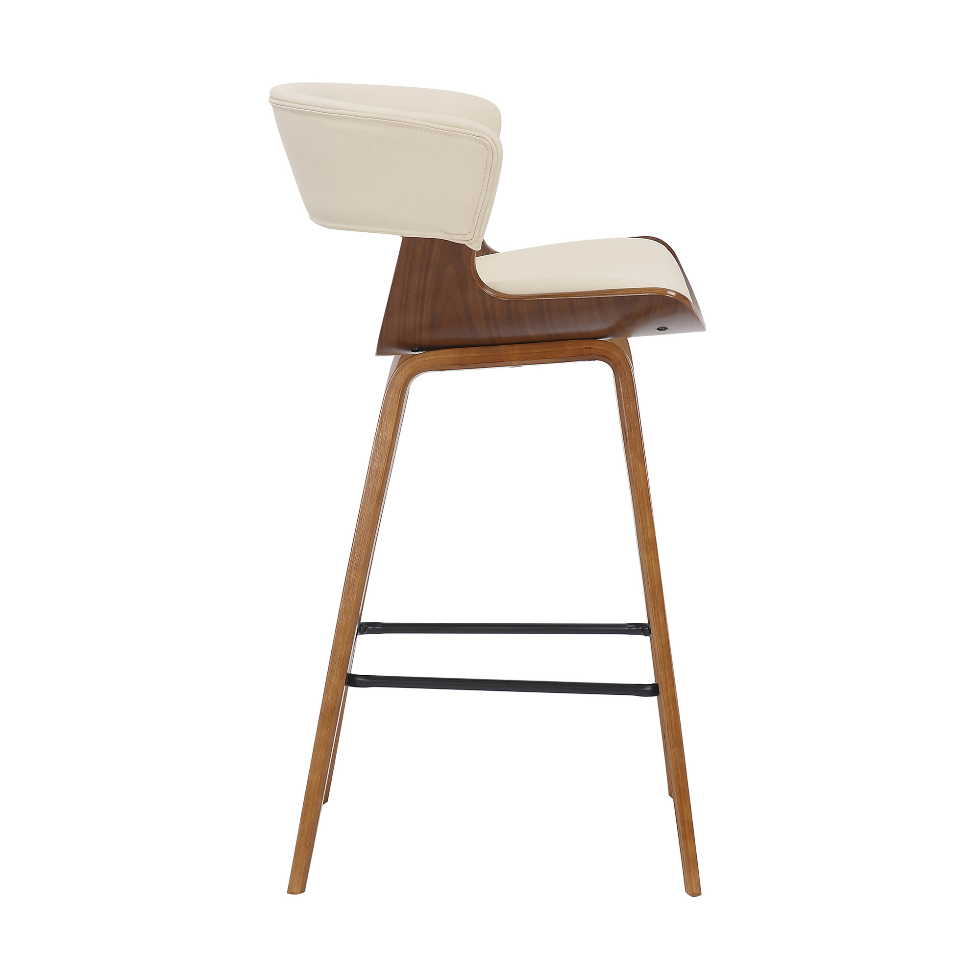 27 Inches Saddle Seat Leatherette Counter Stool, Cream And Brown - Saltoro Sherpi