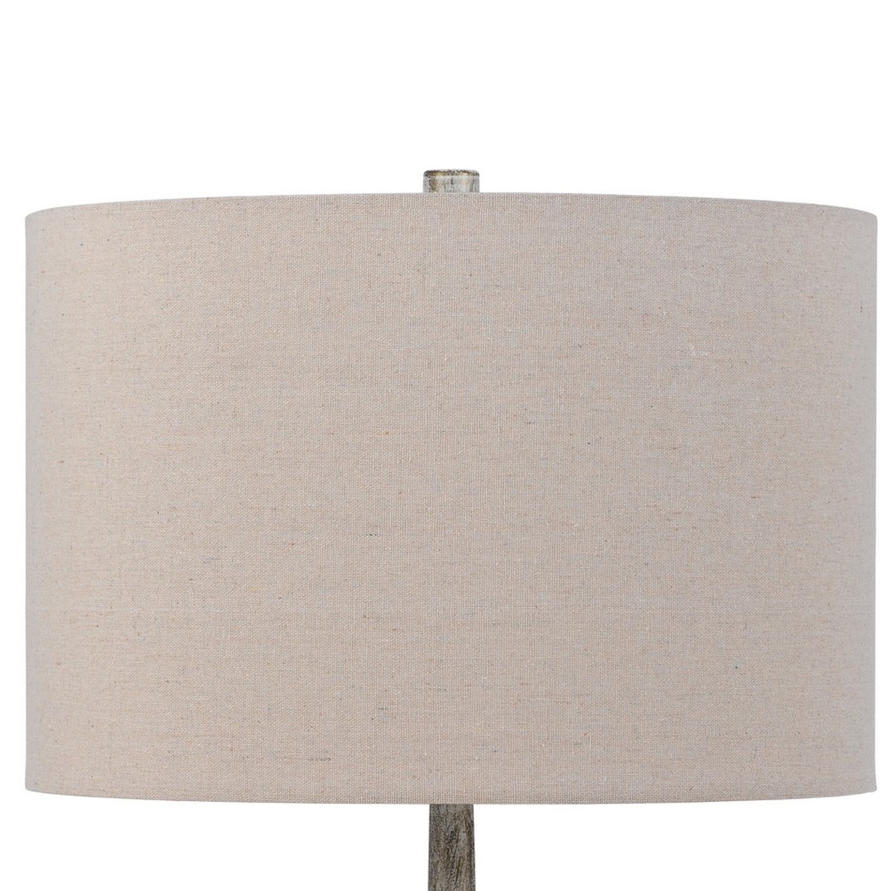26 Inch Table Lamp, Set Of 2, Curved, Beige Fabric Shade, Distressed Gray- Saltoro Sherpi