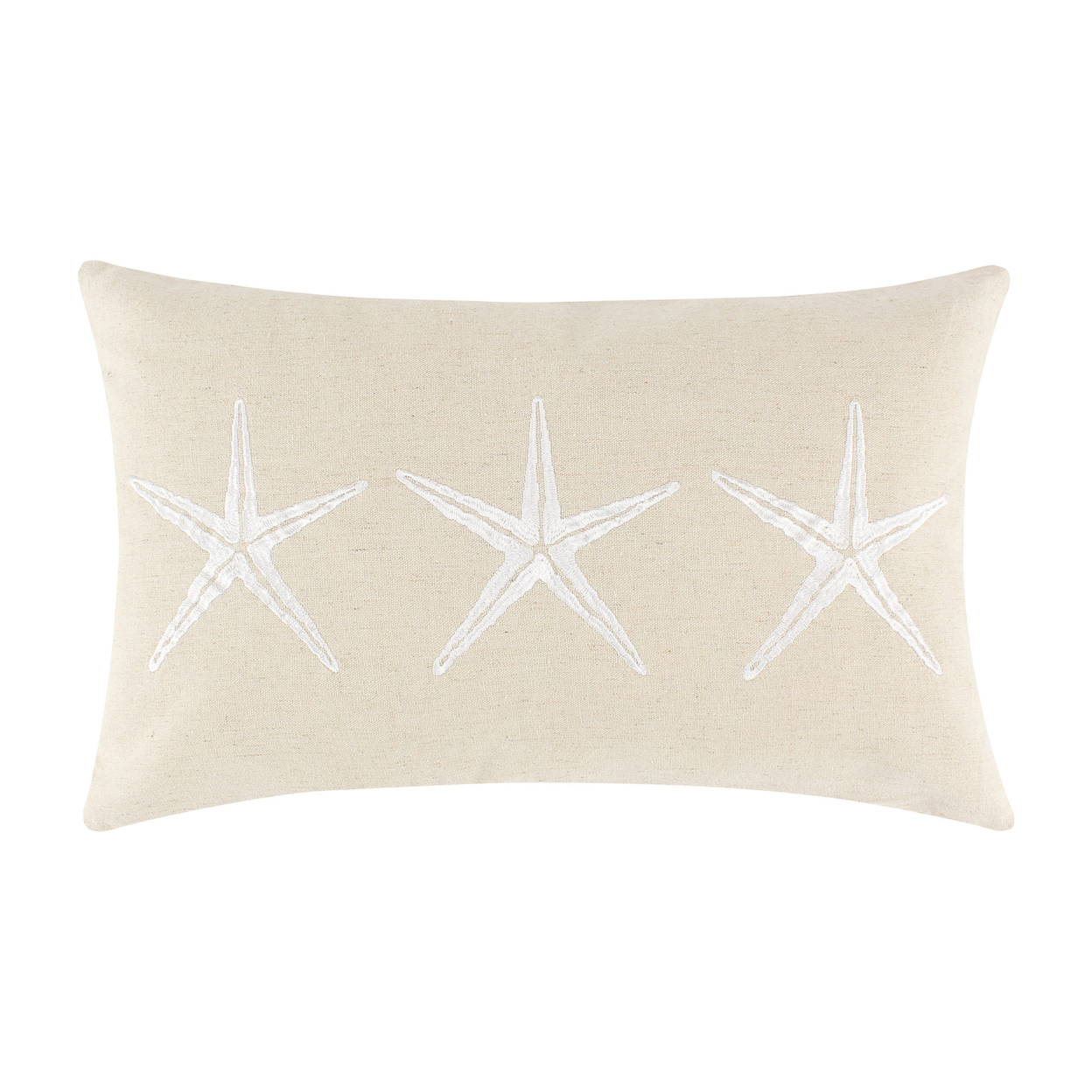 Polyester Throw Pillows, Stitched Seahorse And Starfish Design, Set Of 2, White Tassels, Blue, Beige