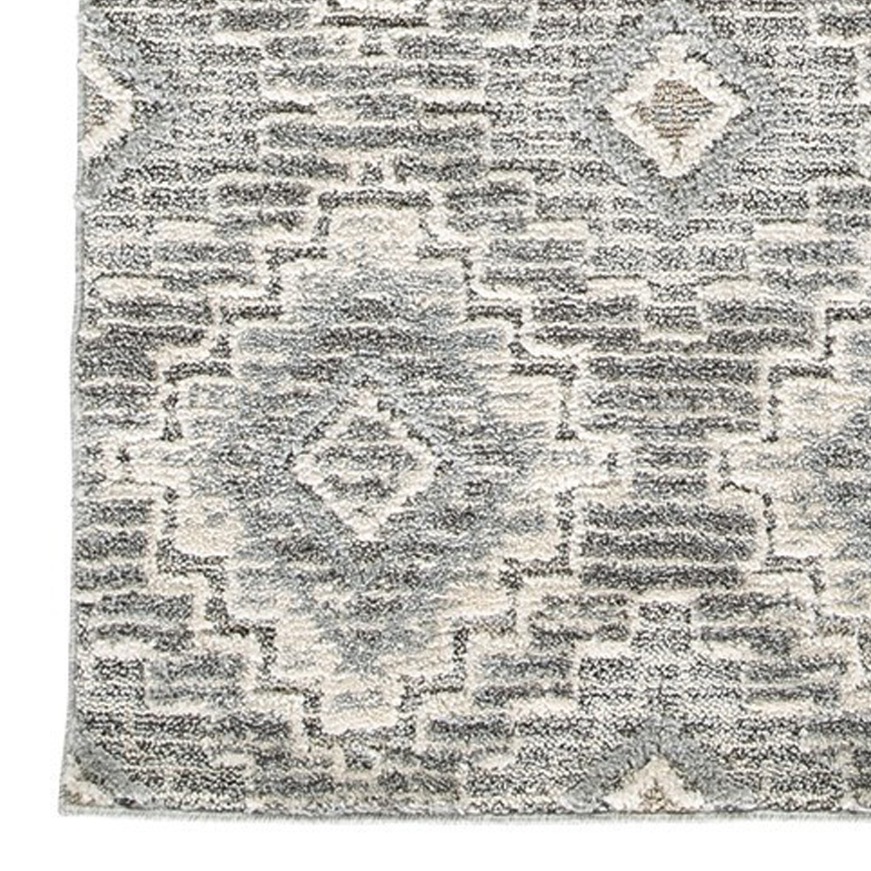 Ari 5 X 7 Modern Area Rug, Diamond Pattern, Soft Fabric, Cream, Gray- Saltoro Sherpi