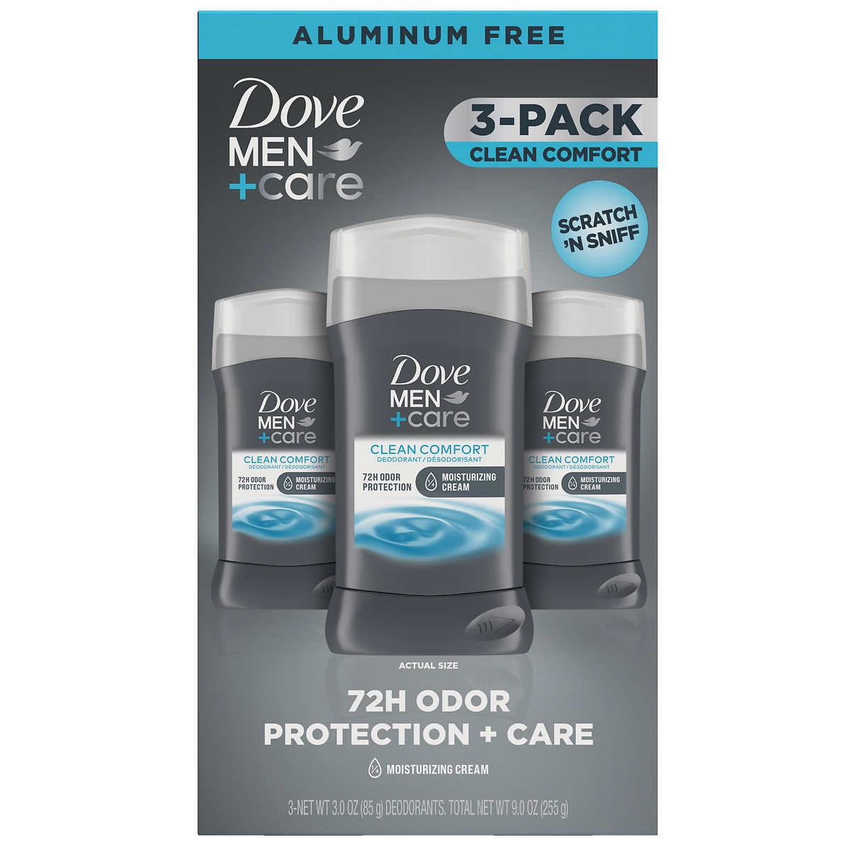 Dove Men+Care Aluminum-Free Deodorant; Clean Comfort, 3 Ounce (Pack Of 3)