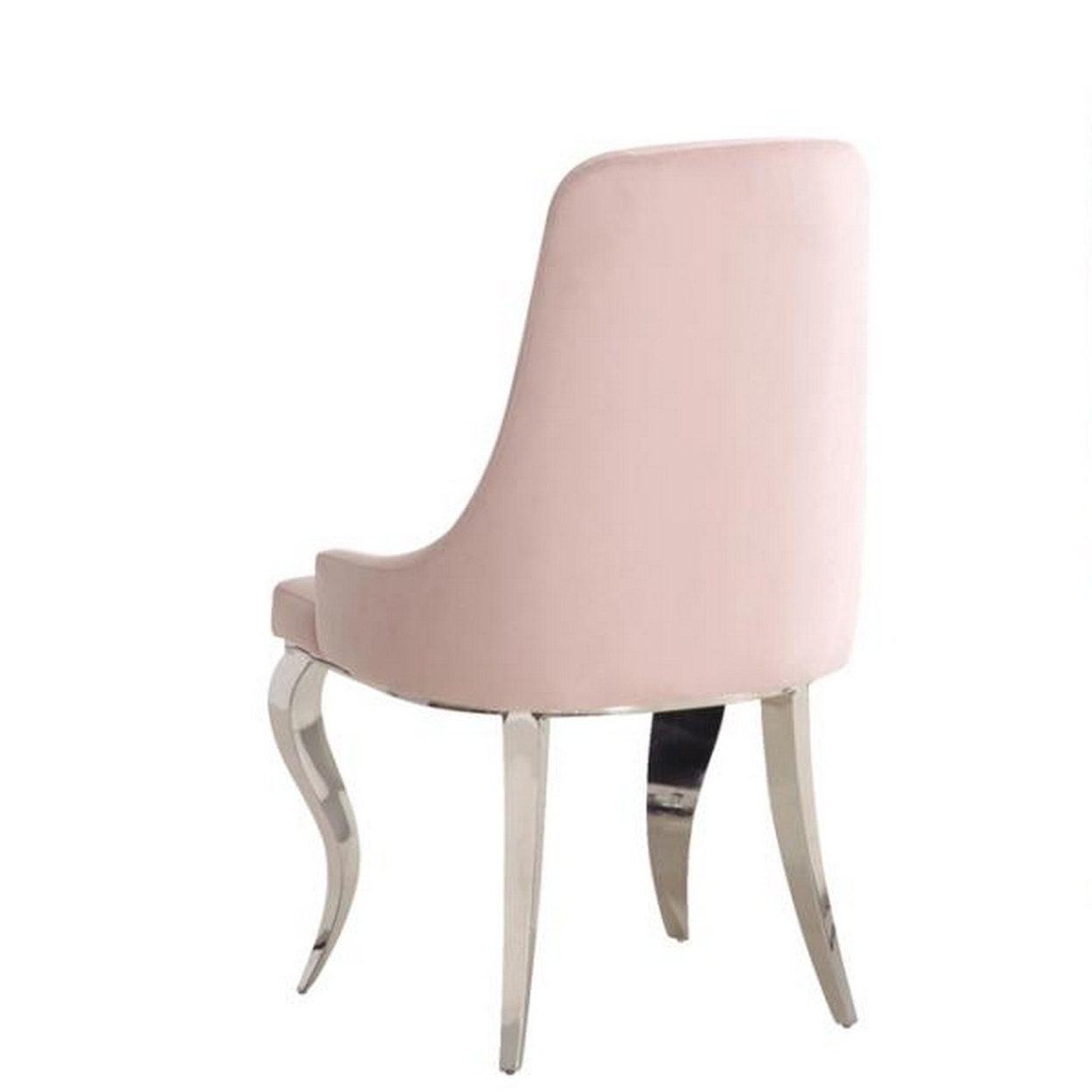 Dining Chair With Fabric Seat And Metal Legs, Set Of 2, Pink- Saltoro Sherpi