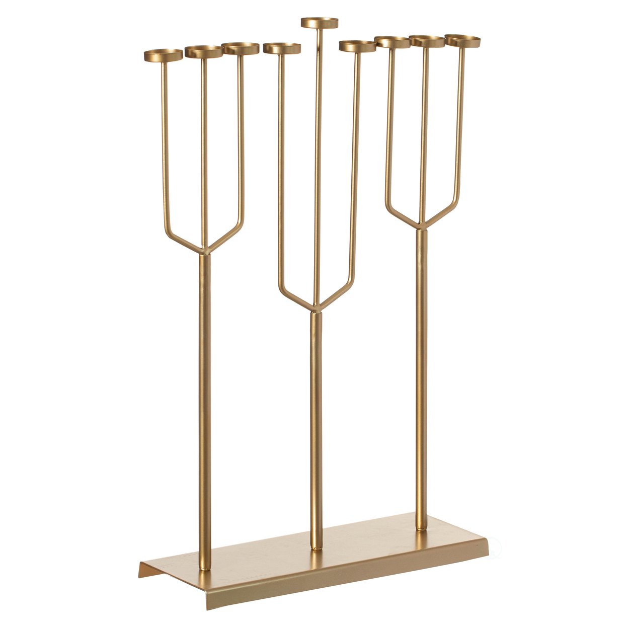 Modern Design Hanukkah Menorah Exceptional Presentational Piece, 9 Branch Tea Light Candle Holders - Gold, Large