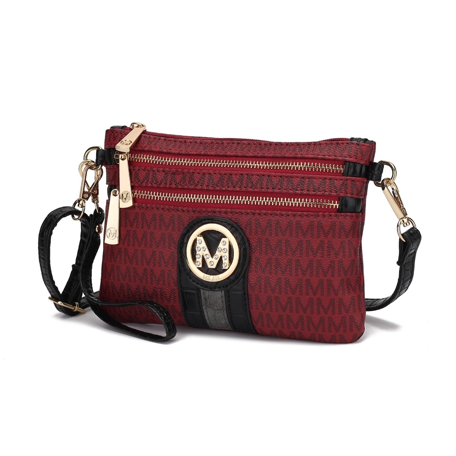 MKF Collection Tarren Signature Crossbody Handbag Wristlet By Mia K. - Burgundy
