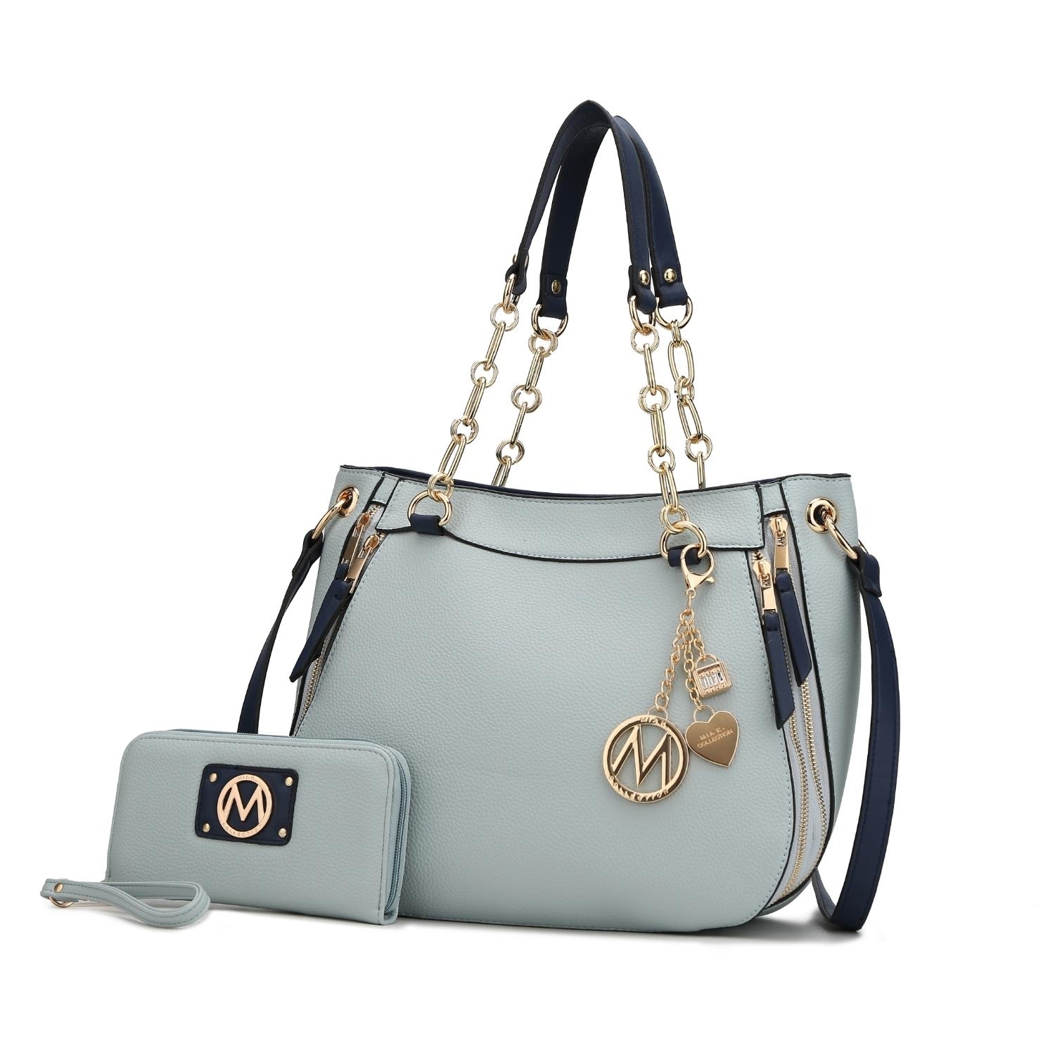 MKF Collection Lina Shoulder 2 Pcs Handbag With Wallet By Mia K. - Light Blue