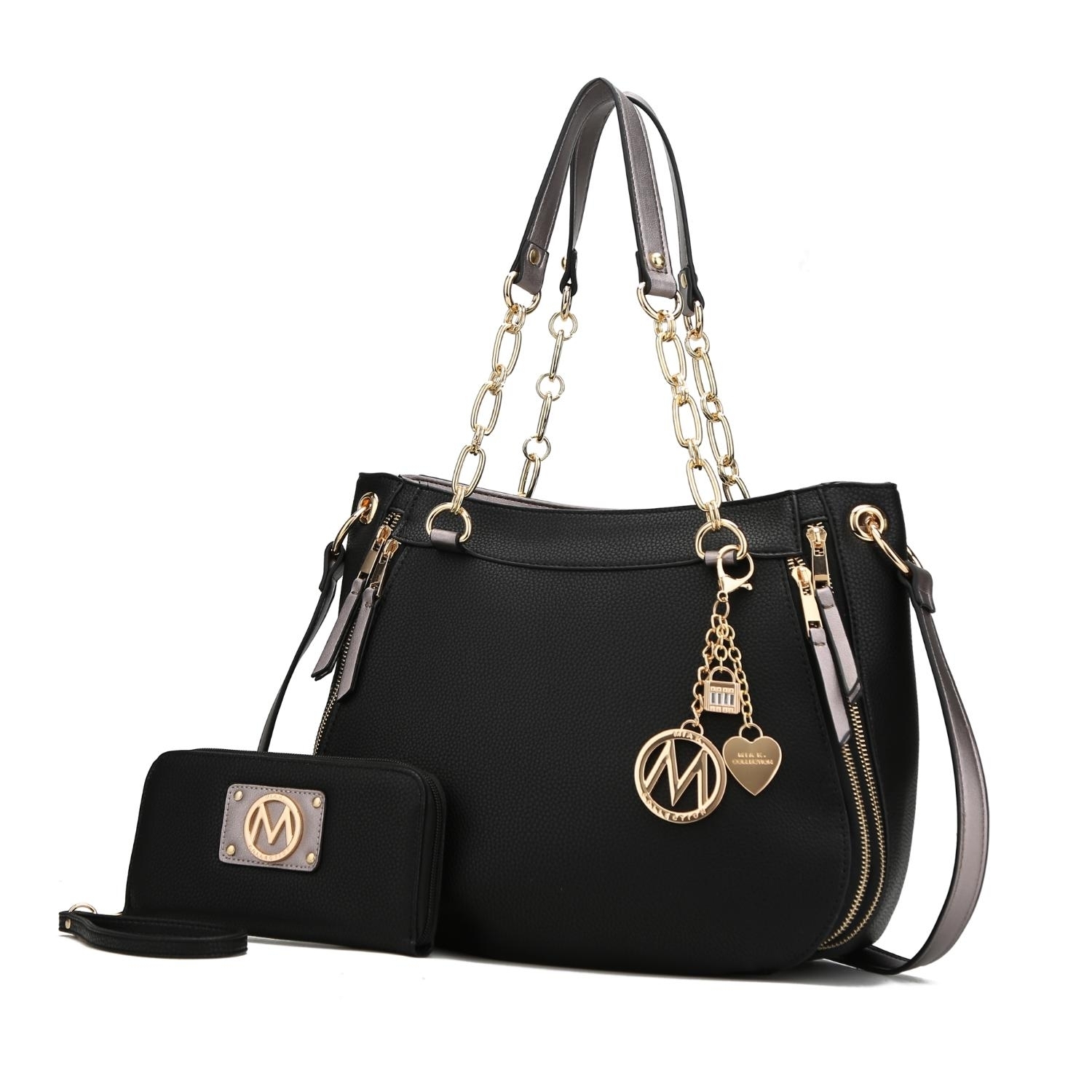 MKF Collection Lina Shoulder 2 Pcs Handbag With Wallet By Mia K. - Cognac