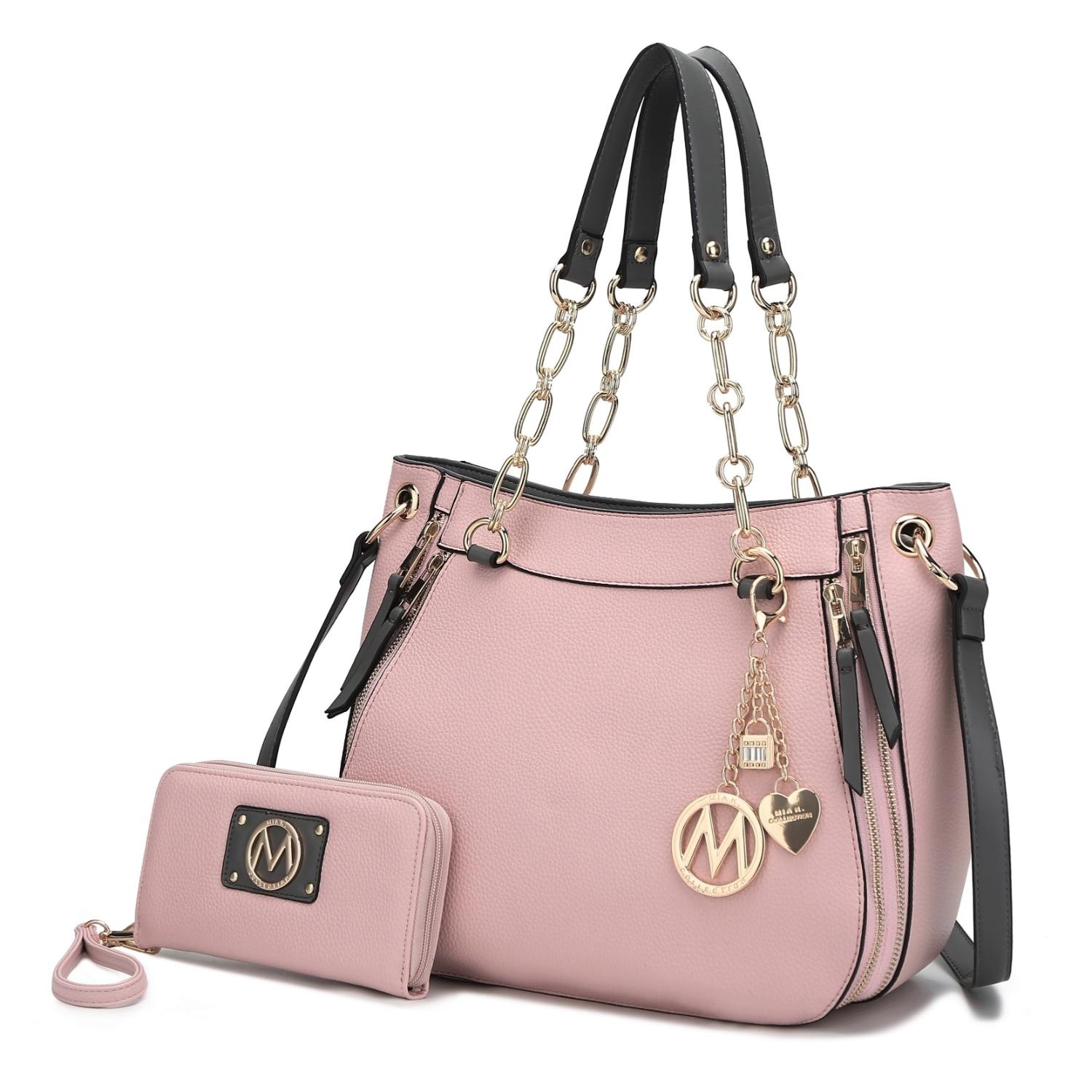 MKF Collection Lina Shoulder 2 Pcs Handbag With Wallet By Mia K. - Pink