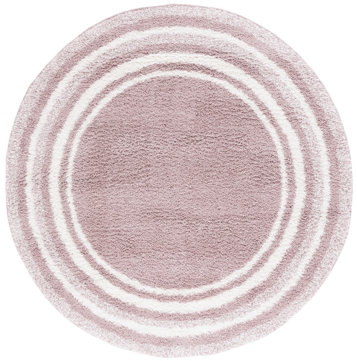 SAFAVIEH BSP251U Border & Stripe Shag 200 Pink / Ivory - 6'-7 X 6'-7 Round Round