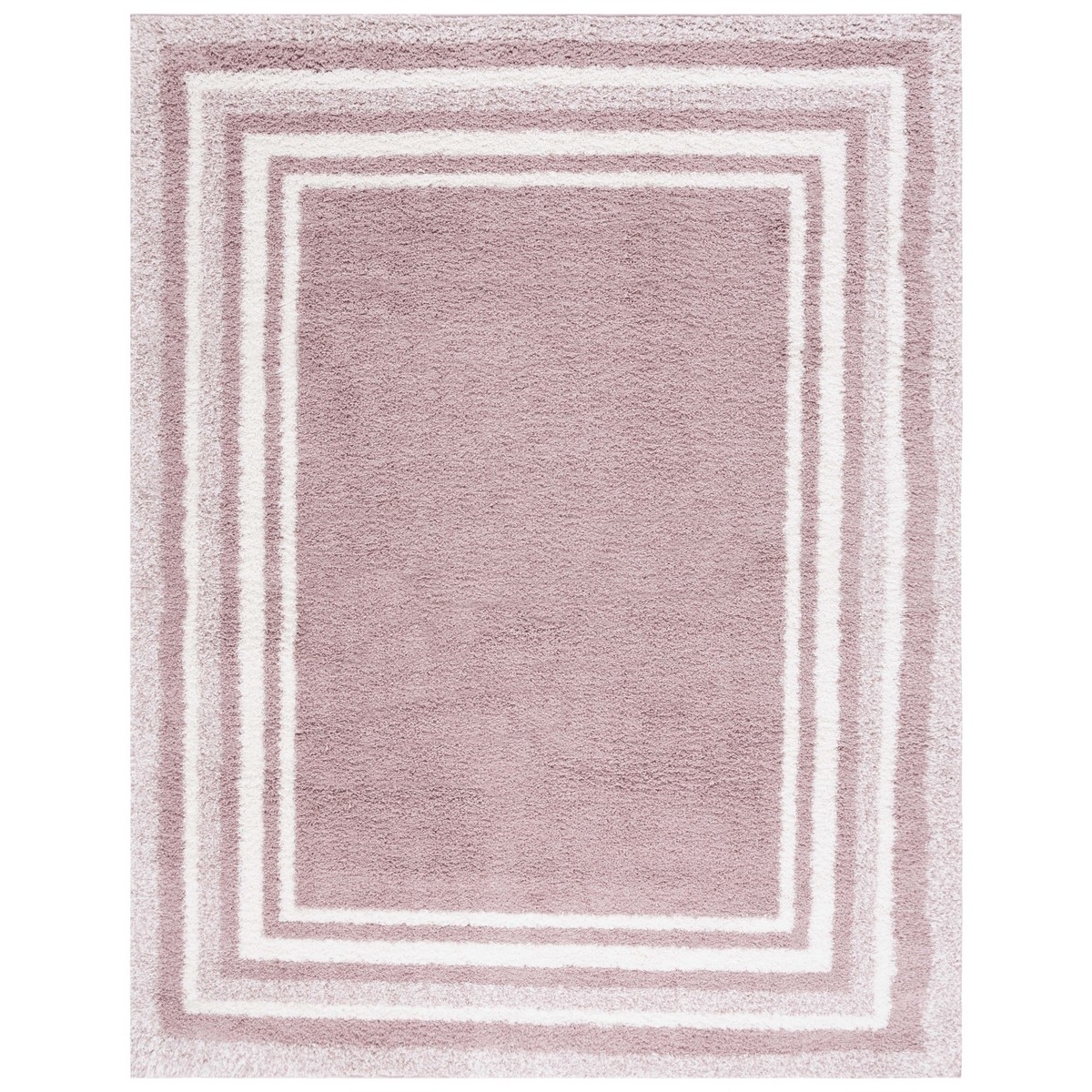 SAFAVIEH BSP251U Border & Stripe Shag 200 Pink / Ivory - 8' X 10' Rectangle