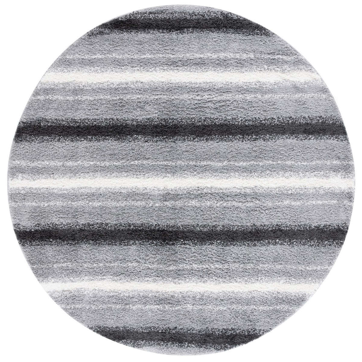 SAFAVIEH BSP252F Border & Stripe Shag 200 Grey / Black - 8' X 10' Rectangle