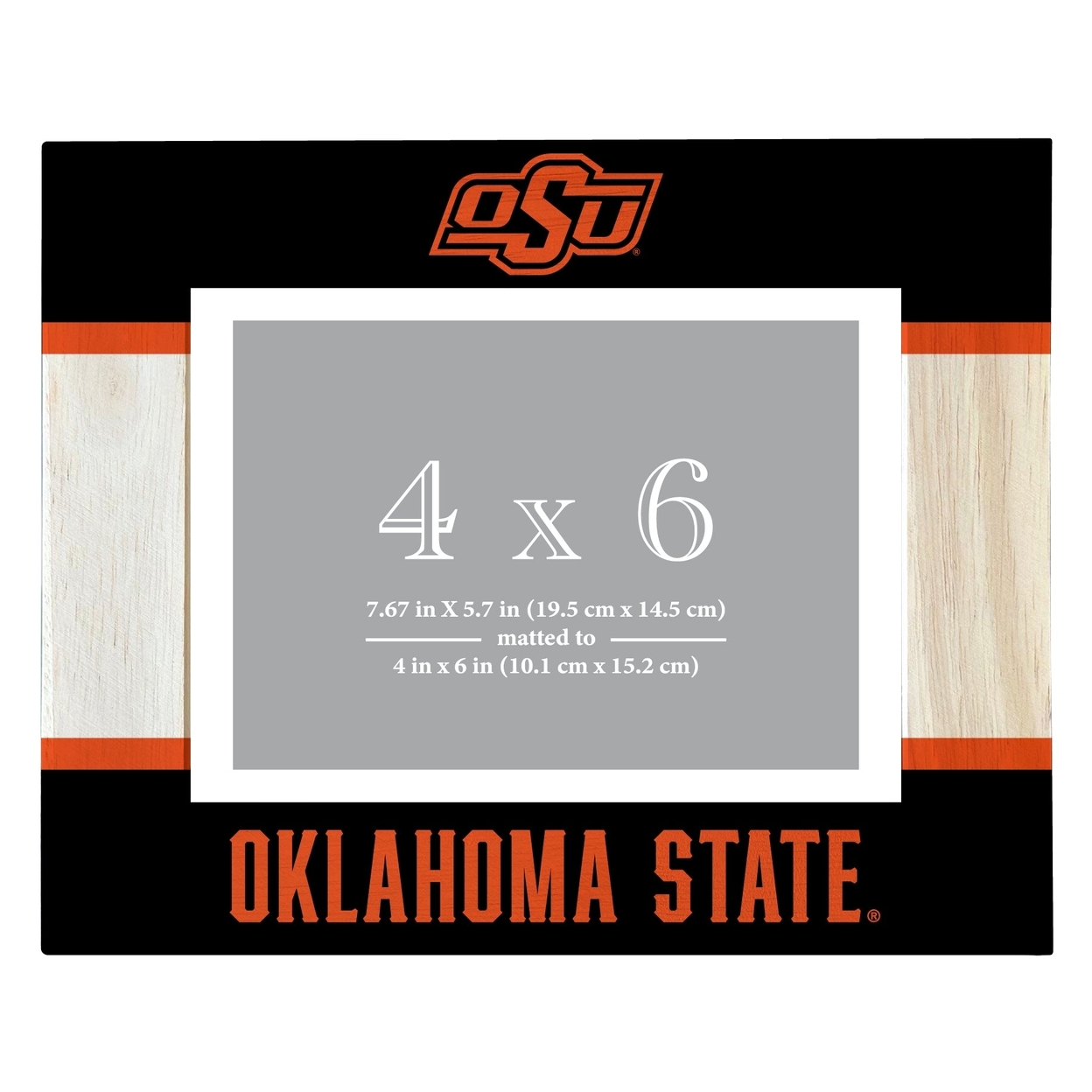 Oklahoma State Cowboys Wooden Photo Frame Matted To 4 X 6 Inch - Printed