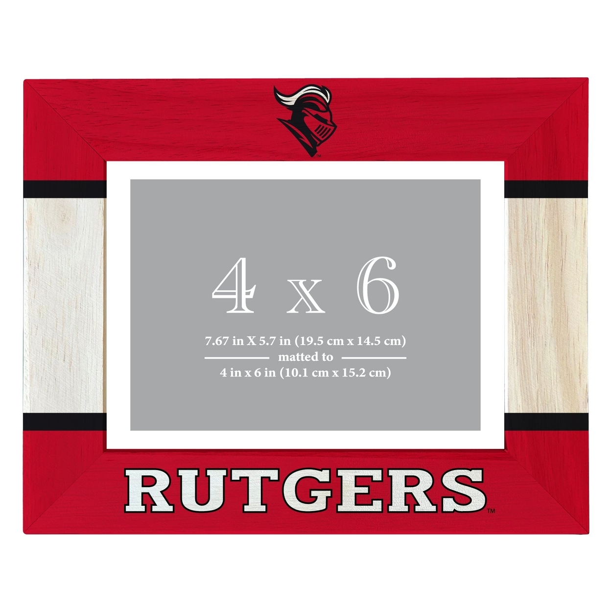 Rutgers Scarlet Knights Wooden Photo Frame Matted To 4 X 6 Inch - Printed