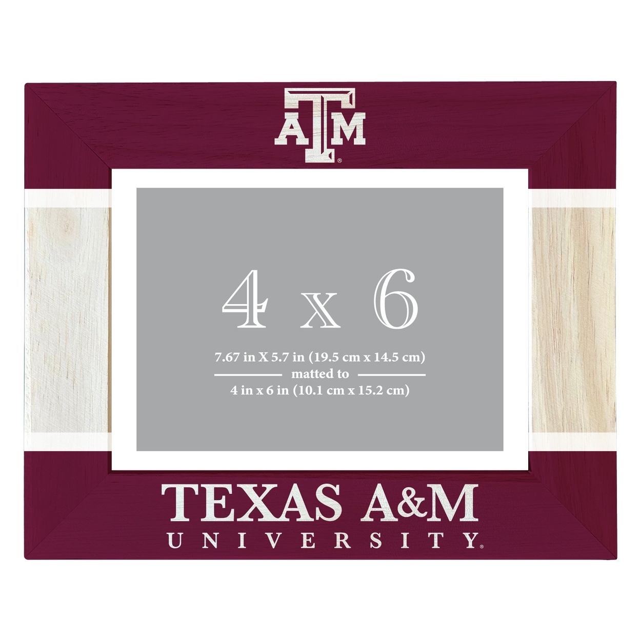 Texas A&M Aggies Wooden Photo Frame Matted To 4 X 6 Inch - Printed