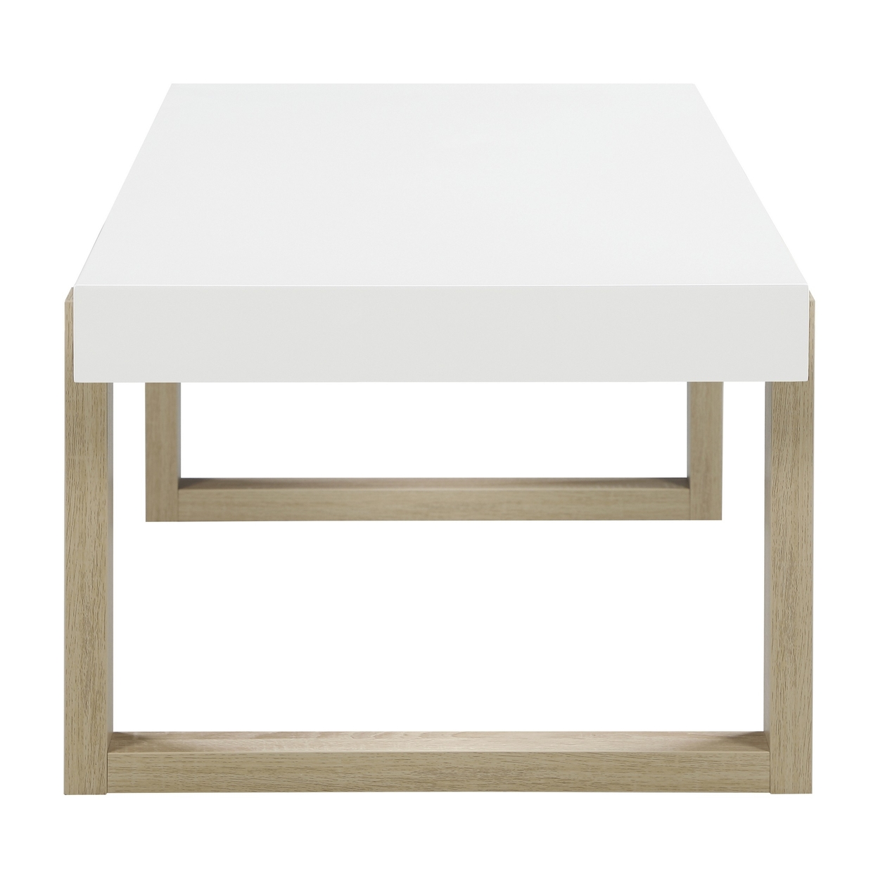 Shay 47 Inch Coffee Table, Thick Rectangular Tabletop, High Gloss White