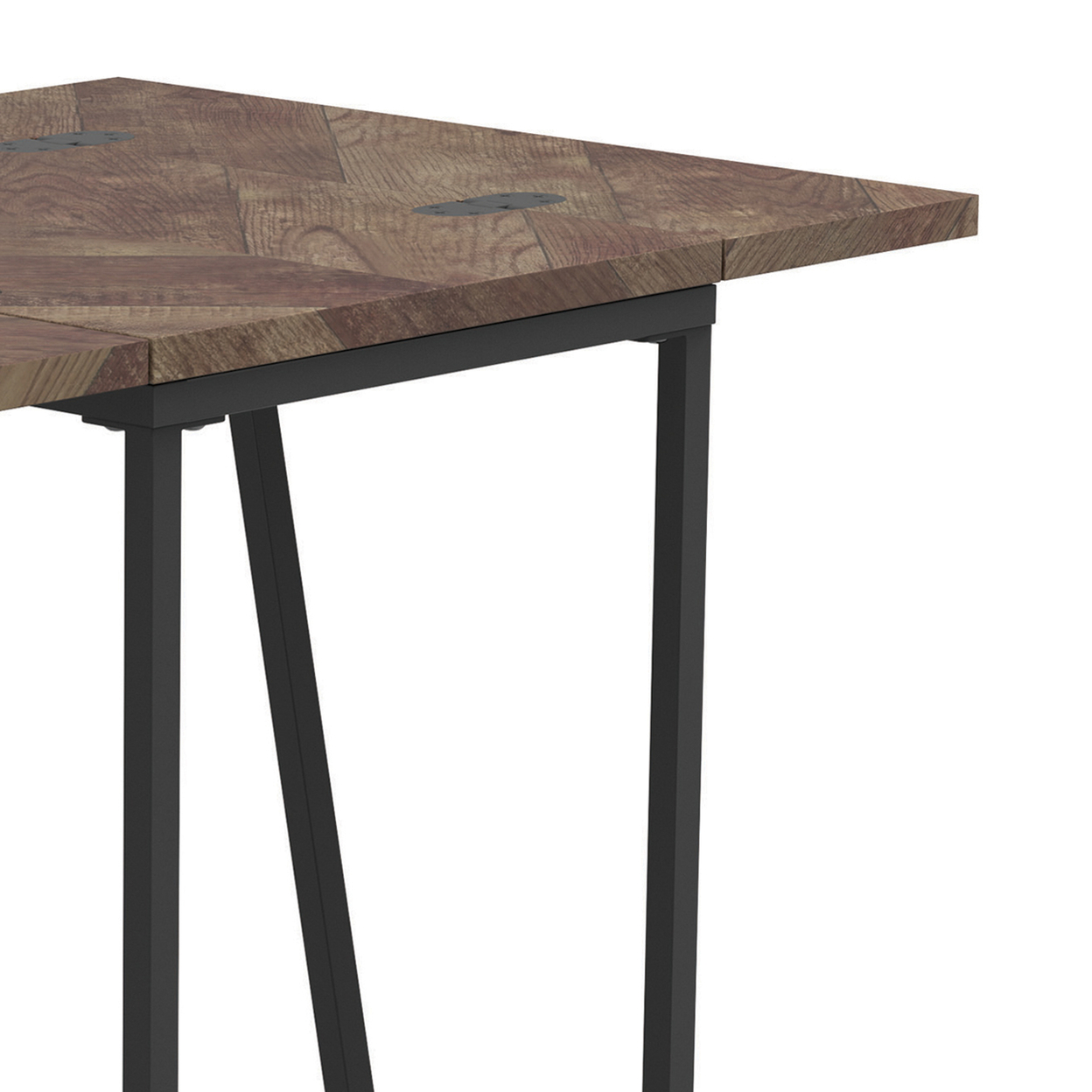Accent Table Wooden Expandable Chevron Top, Brown- Saltoro Sherpi