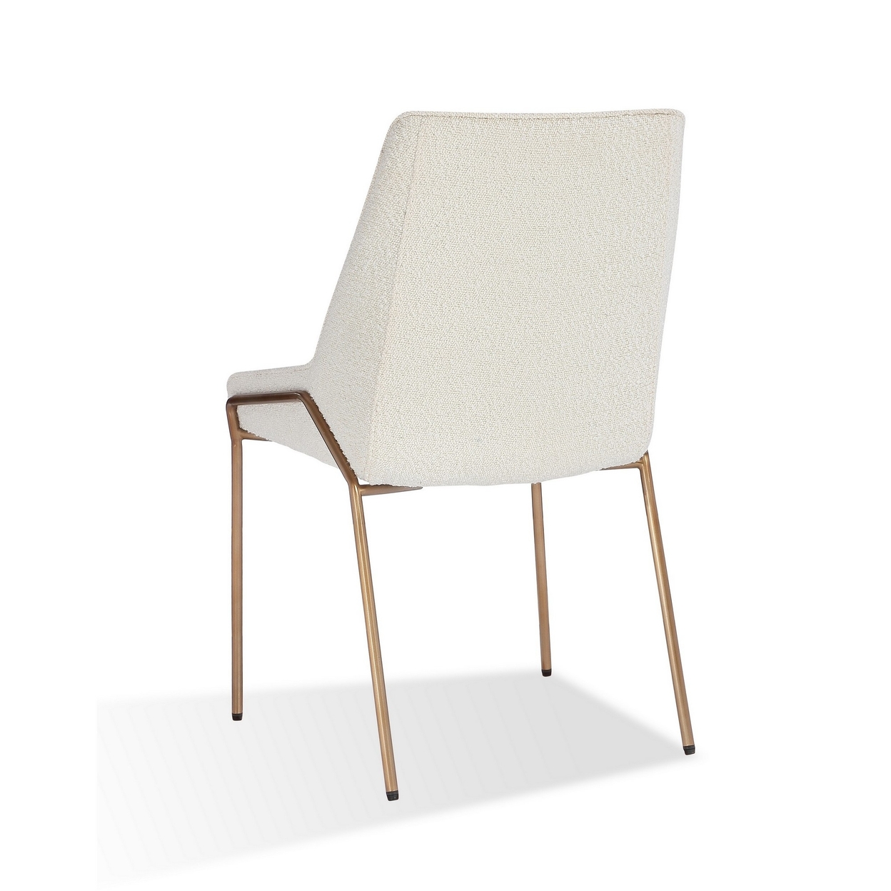 Rise 21 Inch Dining Chair, Boucle Upholstery, Tapered Legs, White, Bronze -Saltoro Sherpi