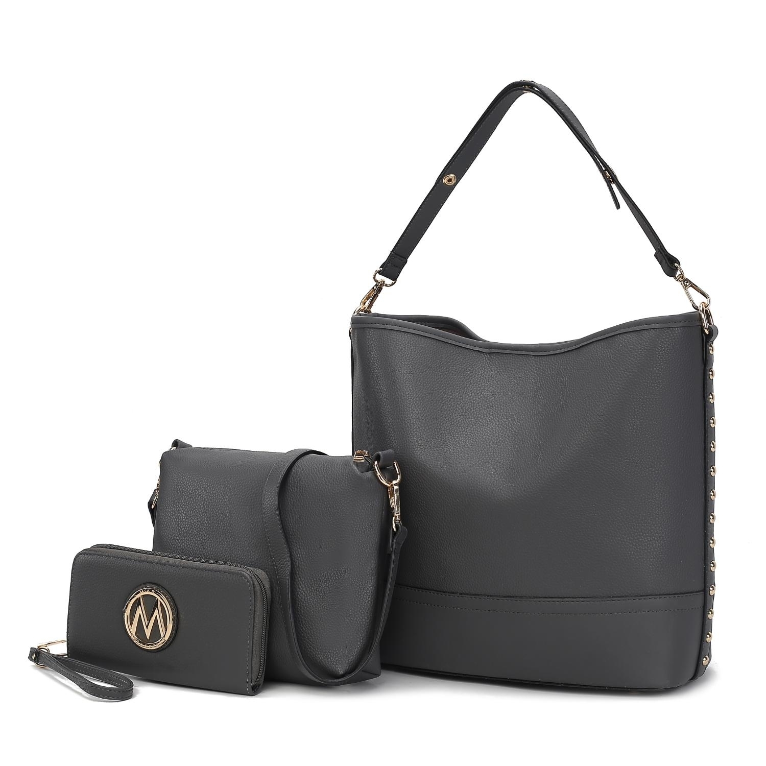 MKF Collection Ultimate Hobo Handbag Pouch & Wallet By Mia K. - Charcoal