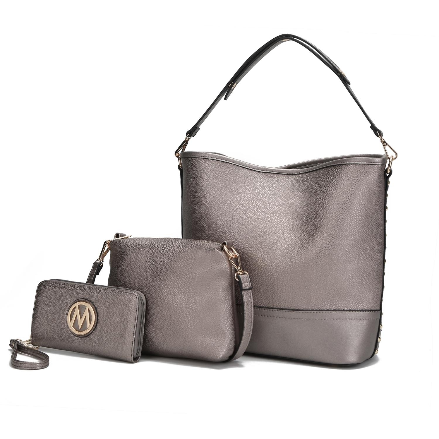 MKF Collection Ultimate Hobo Handbag Pouch & Wallet By Mia K. - Pewter