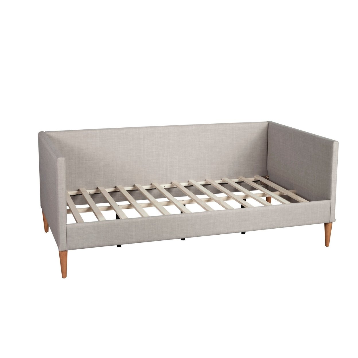 Twin Daybed With Wooden Frame And Fabric Upholstery, Gray- Saltoro Sherpi