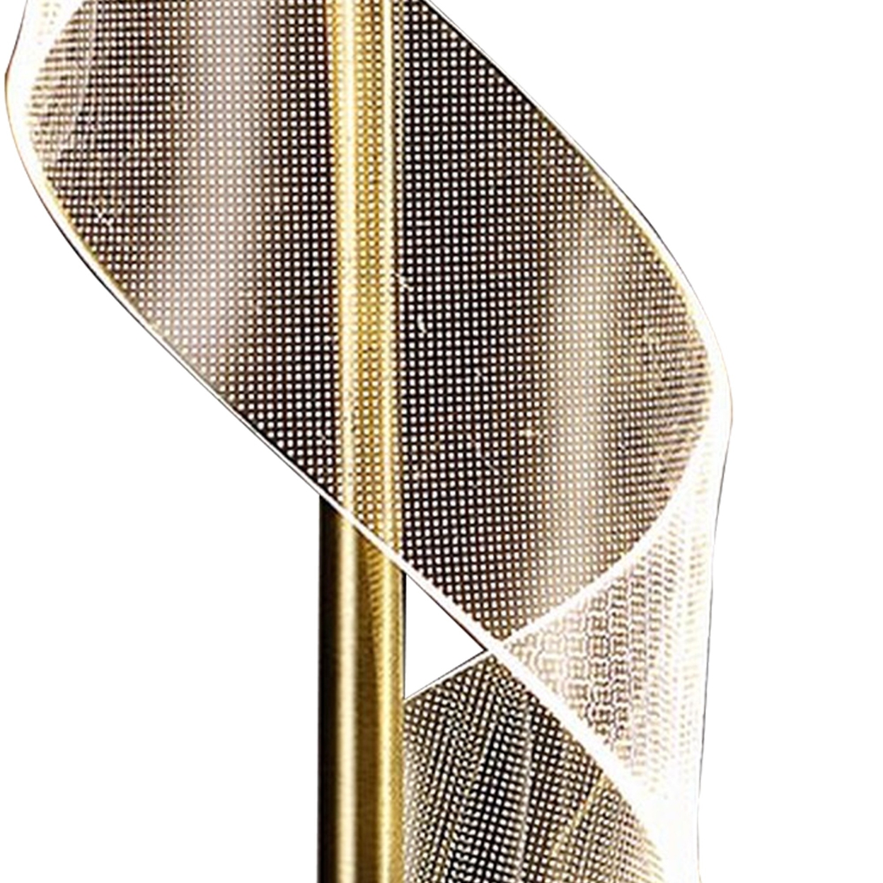 Melly 19 Inch Table Lamp, LED Swirl Ribbon Design, Acrylic, Antique Brass -Saltoro Sherpi