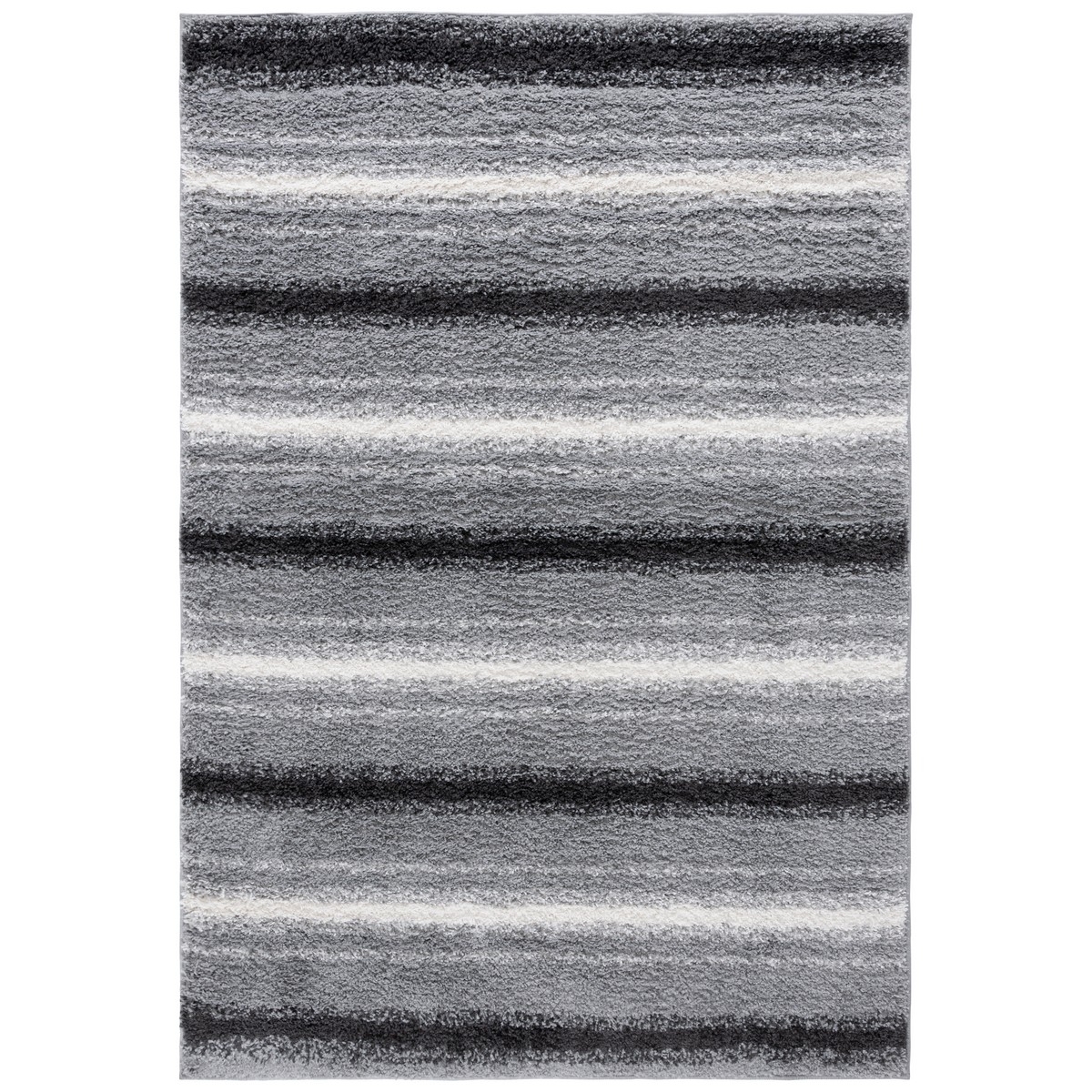 SAFAVIEH BSP252F Border & Stripe Shag 200 Grey / Black - 5'-3 X 7'-6 Rectangle
