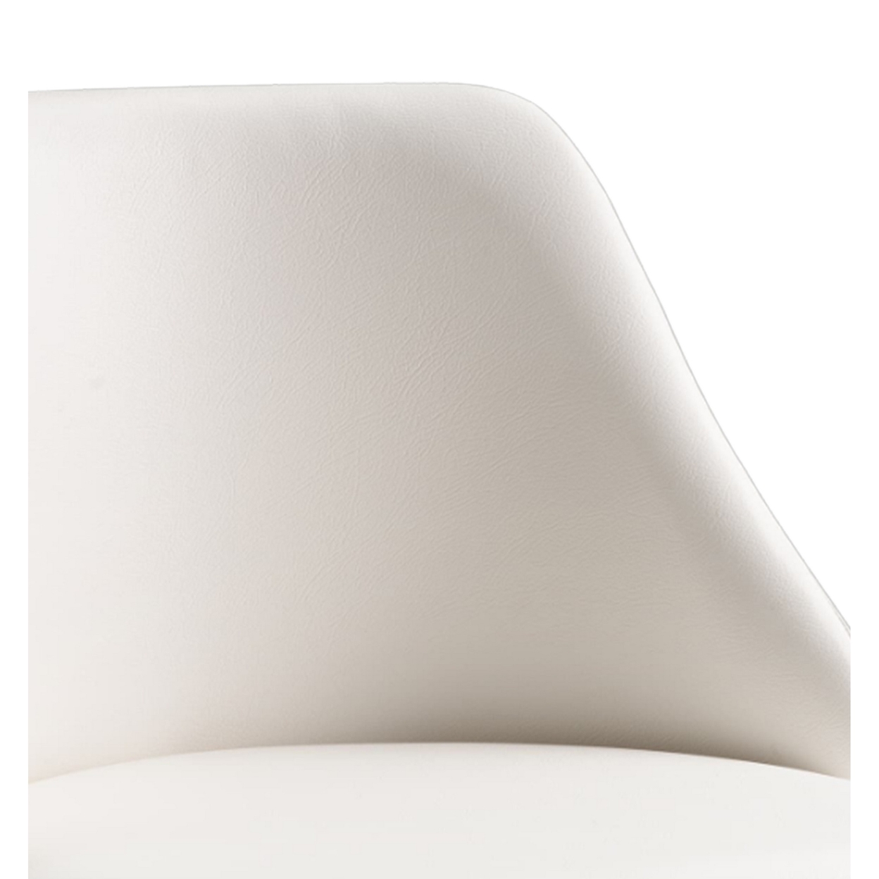Yim 22 Inch Adjustable Swivel Office Chair, White Faux Leather, Chrome Base - Saltoro Sherpi