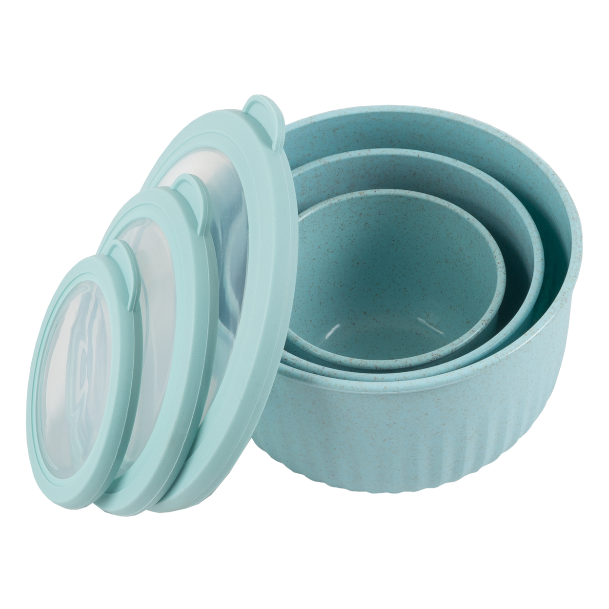 3 Teal Food Storage Nesting Bowls With Lids Freezer Microwave Safe