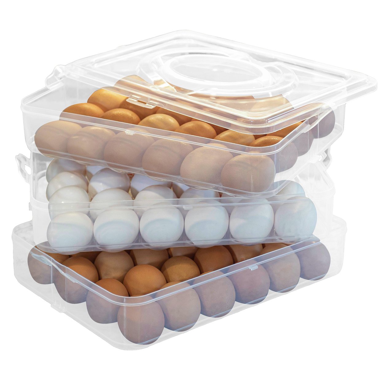 Egg Container For Refrigerator Large-Capacity Egg Holder With Lid And Handle