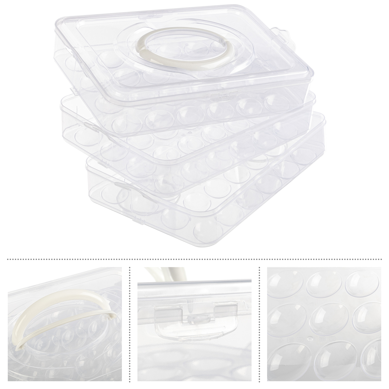 Egg Container For Refrigerator Large-Capacity Egg Holder With Lid And Handle