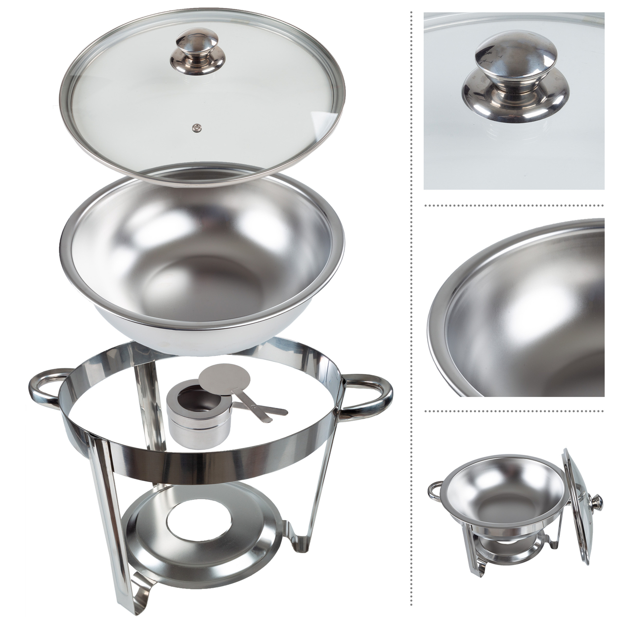 Round 5 QT Chafing Dish Buffet Set Food Warmers For Parties Stainless Steel