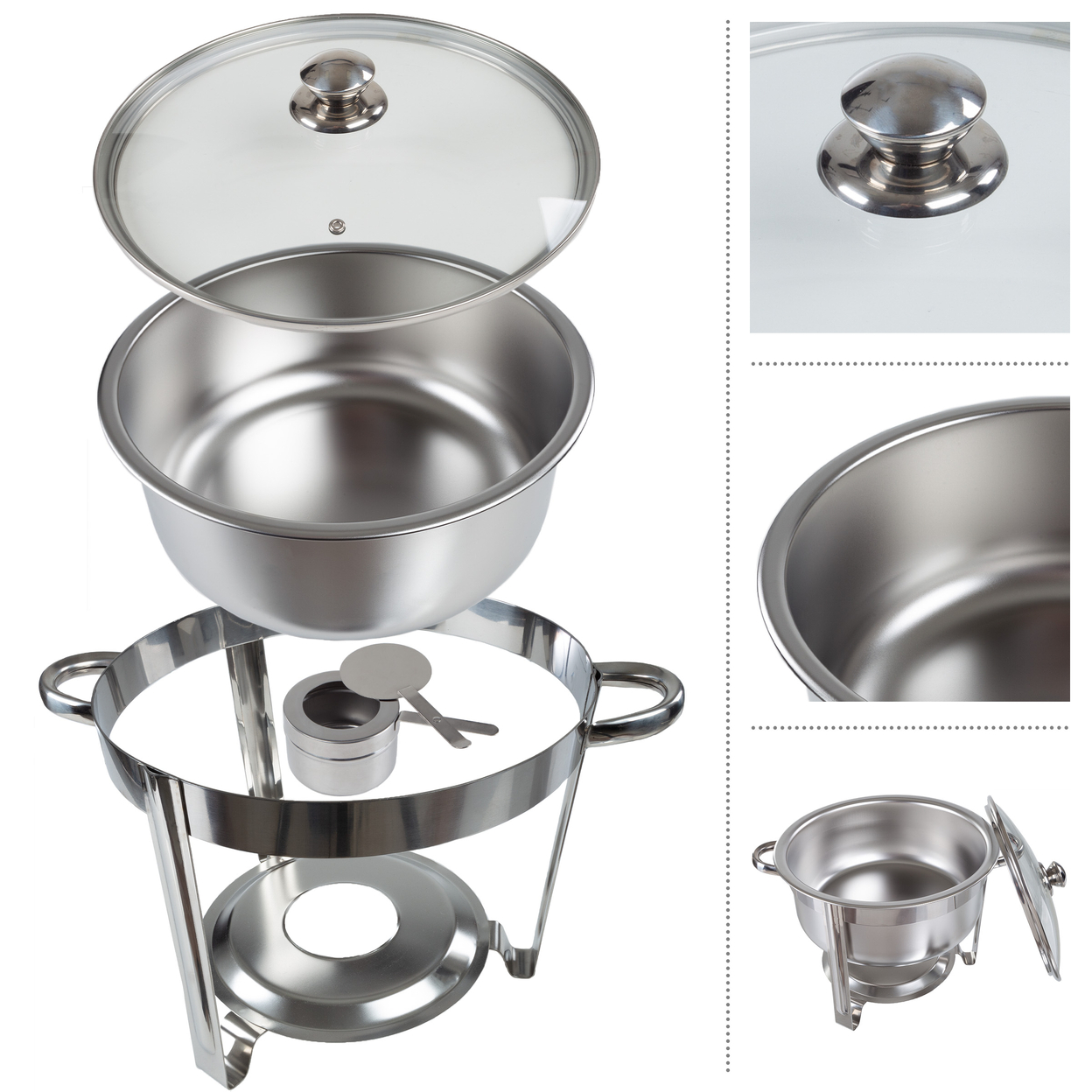Round 7.5 QT Chafing Dish Buffet Set Food Warmers For Parties Stainless Steel