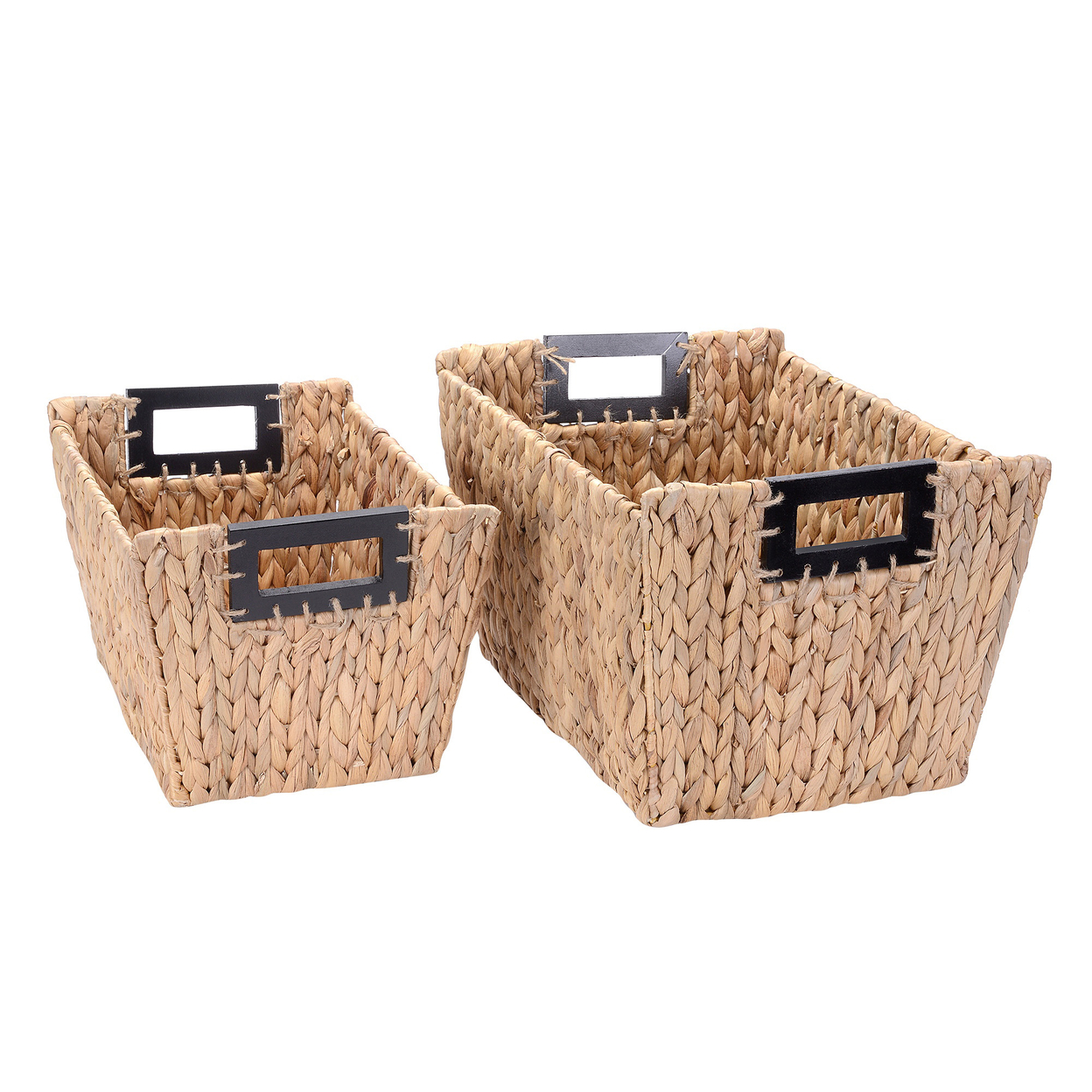 Rectangle Handmade Wicker Baskets Nesting Wire Frame 2 Pack Storage