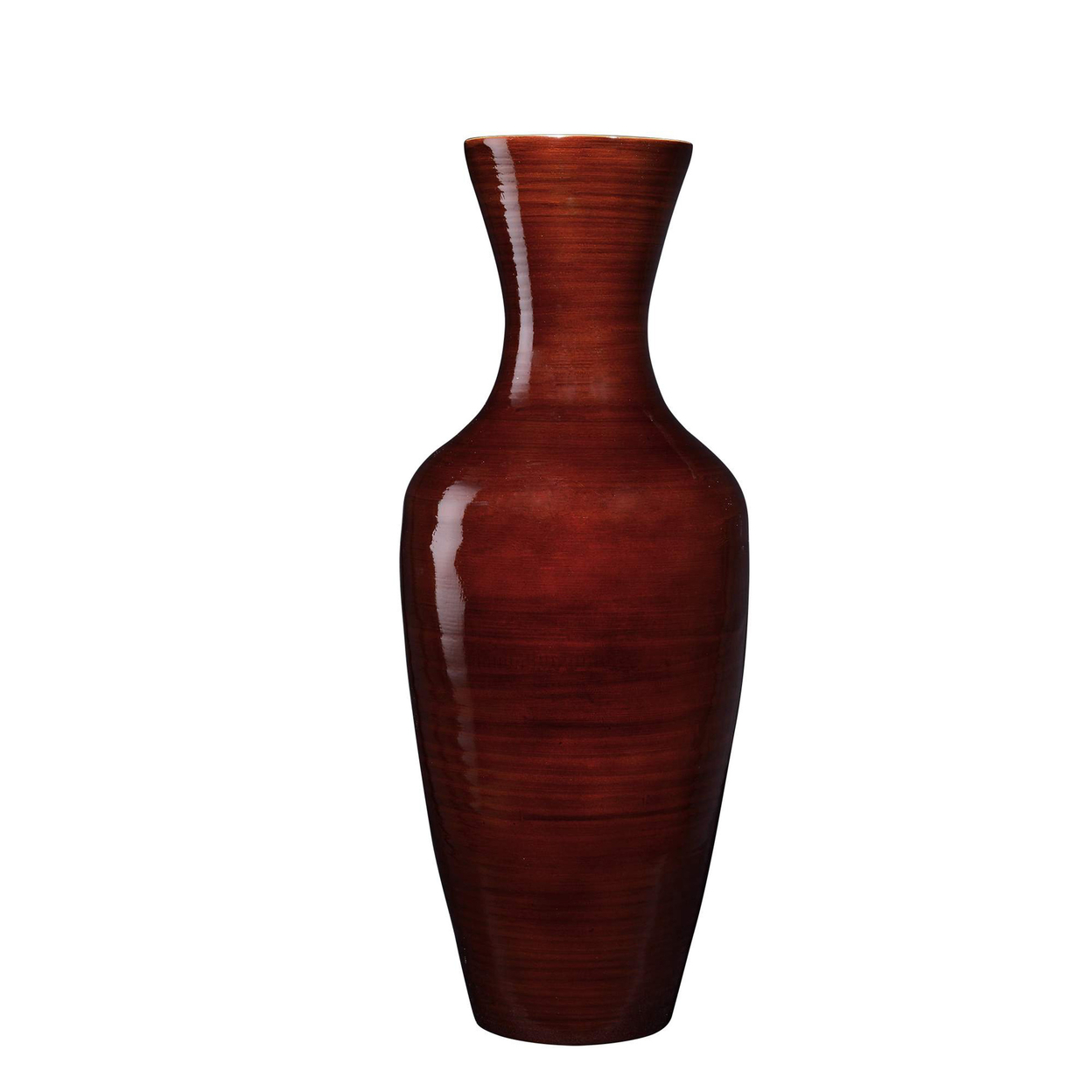 Handcrafted 18 In Tall Brown Bamboo Vase Decorative Jar Vase