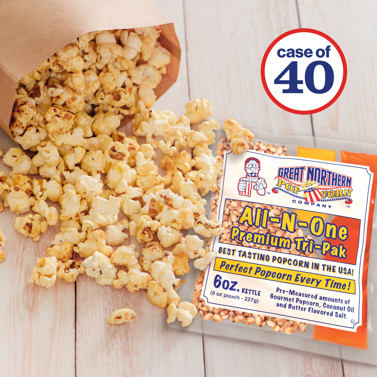 6 Oz Popcorn Packs Pre-Measured, Movie Theater Style, All-in-One Case Of 40