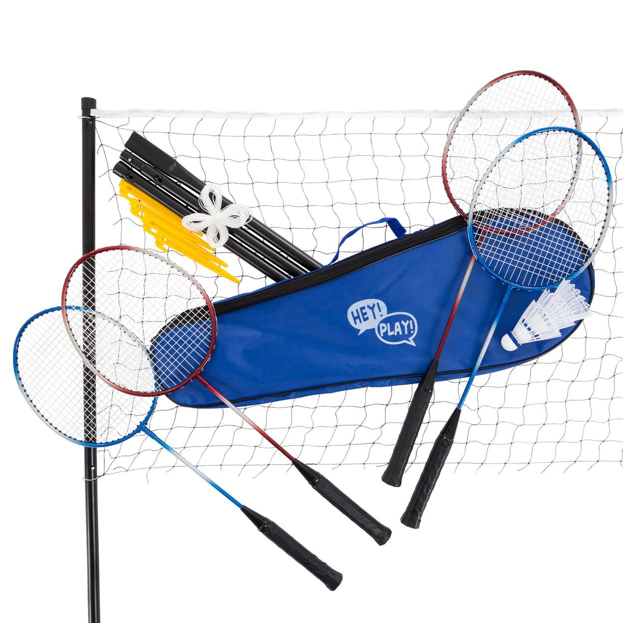 Recreational Badminton Set For Backyard Brand New 4 Rackets Net Case Outdoors
