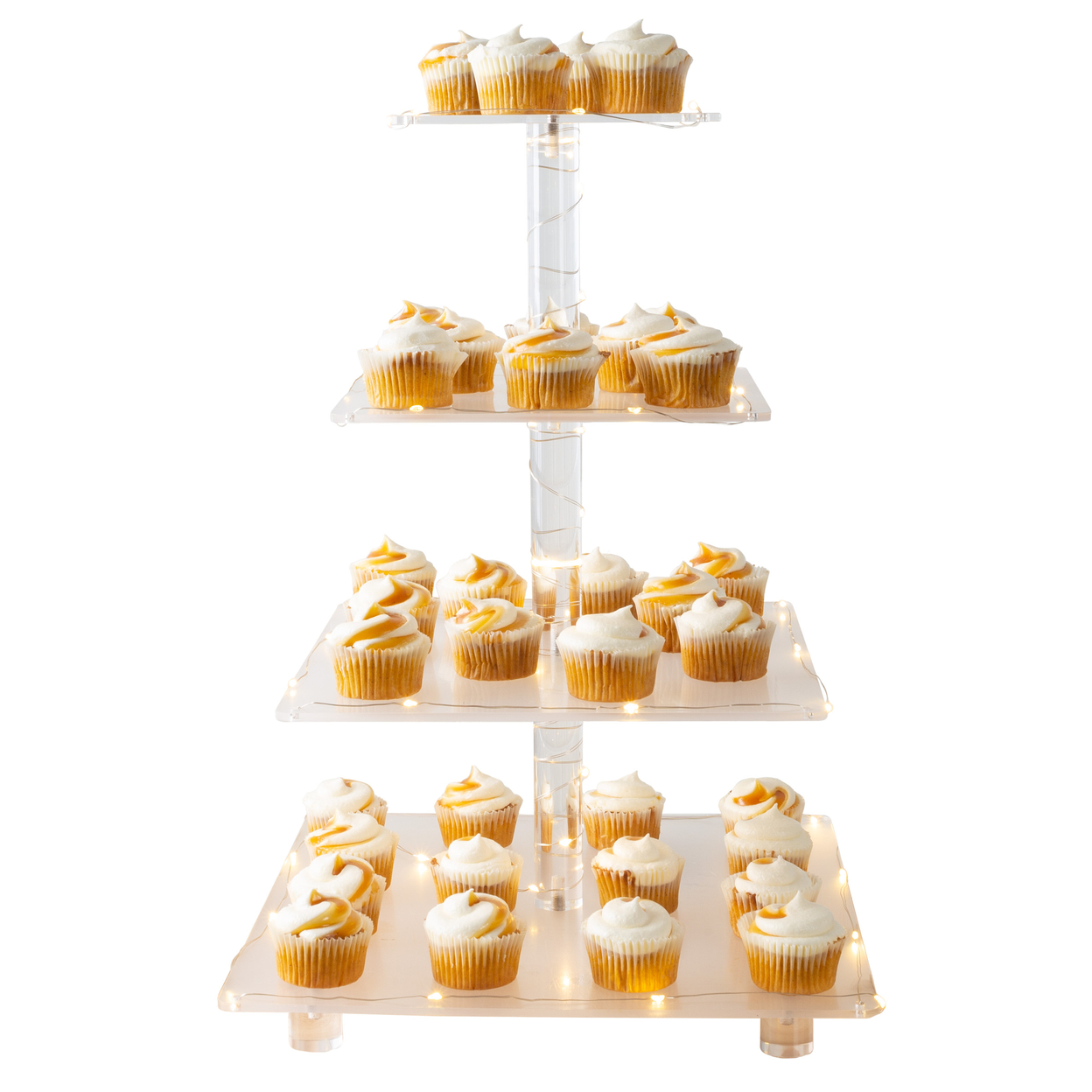 4 Tier Square 36 Cupcake Holder Acrylic Dessert Tray LED Lights