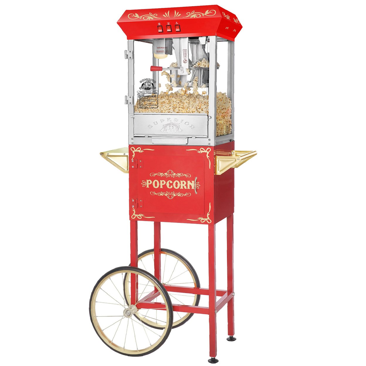 Superior Popcorn 8 Ounce Carnival Popcorn Popper Machine & Cart, 8 Oz