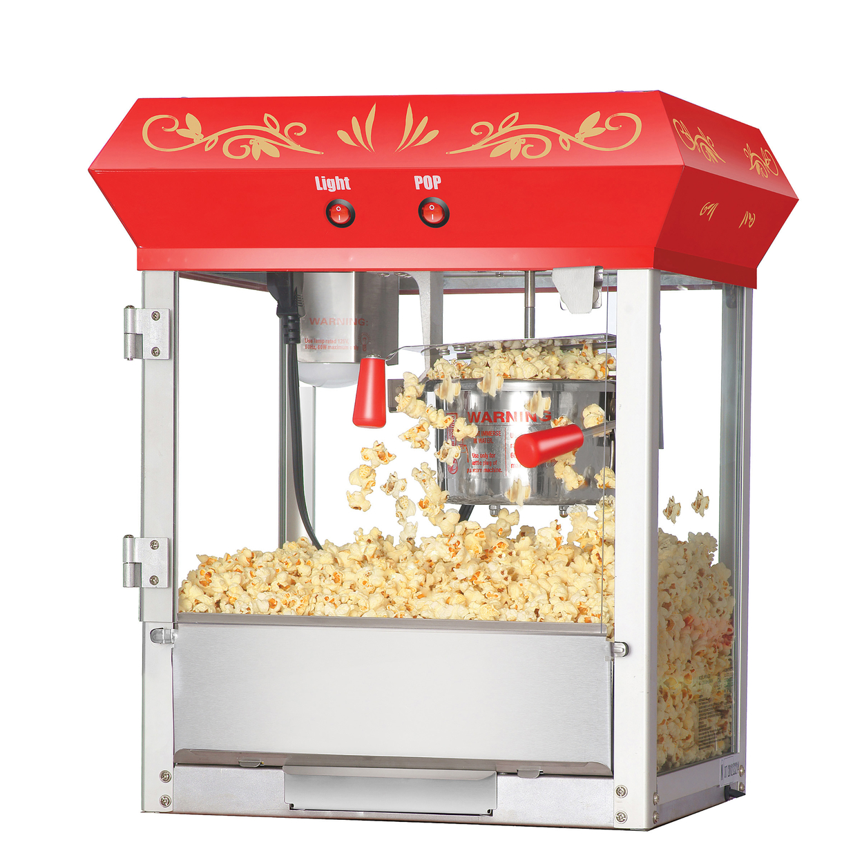 Foundation Popcorn Machine 1.5-Gallon Countertop Popper 6oz Kettle Drawer Tray