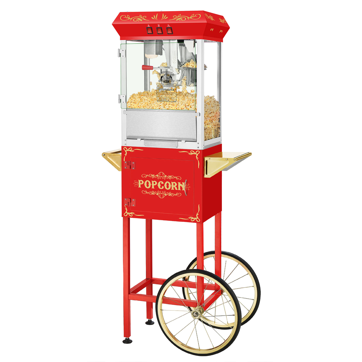 3 Gallon Superior Popcorn Popper Machine With Cart 8 Oz Red Heavy Duty